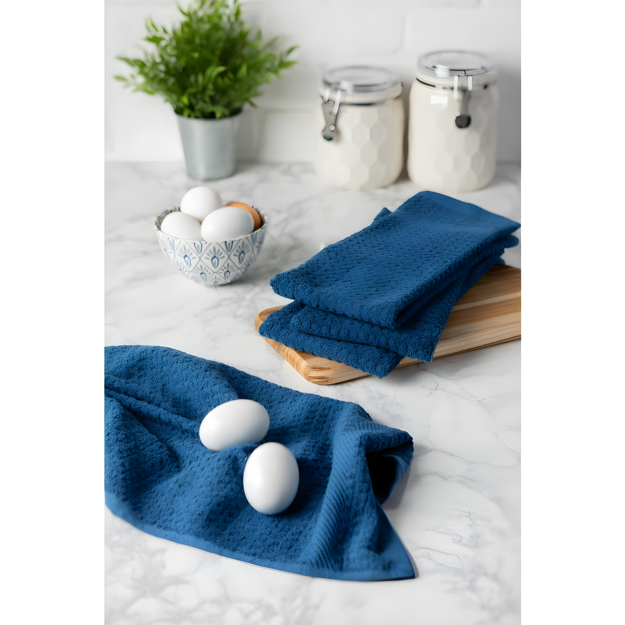 4pk Blue Kitchen Towels Blue - Design Imports