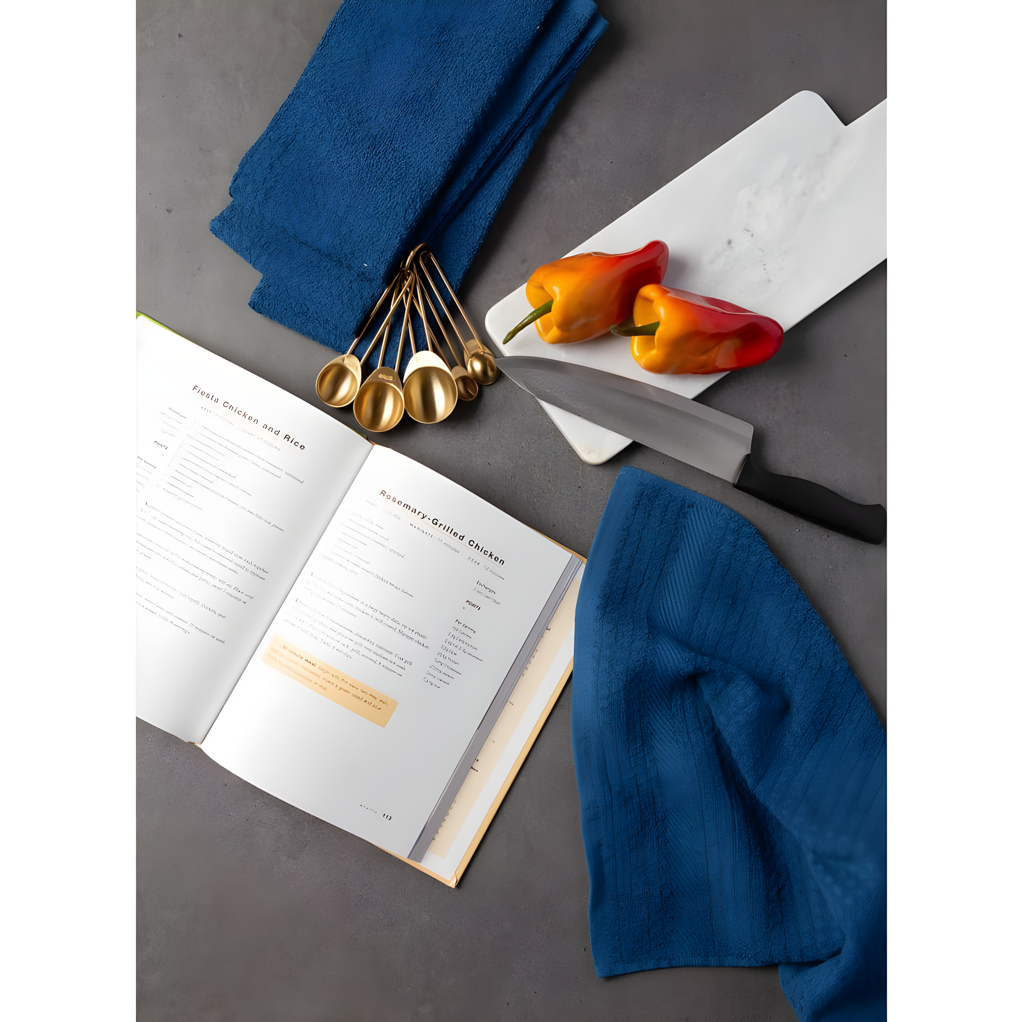 4pk Blue Kitchen Towels Blue - Design Imports
