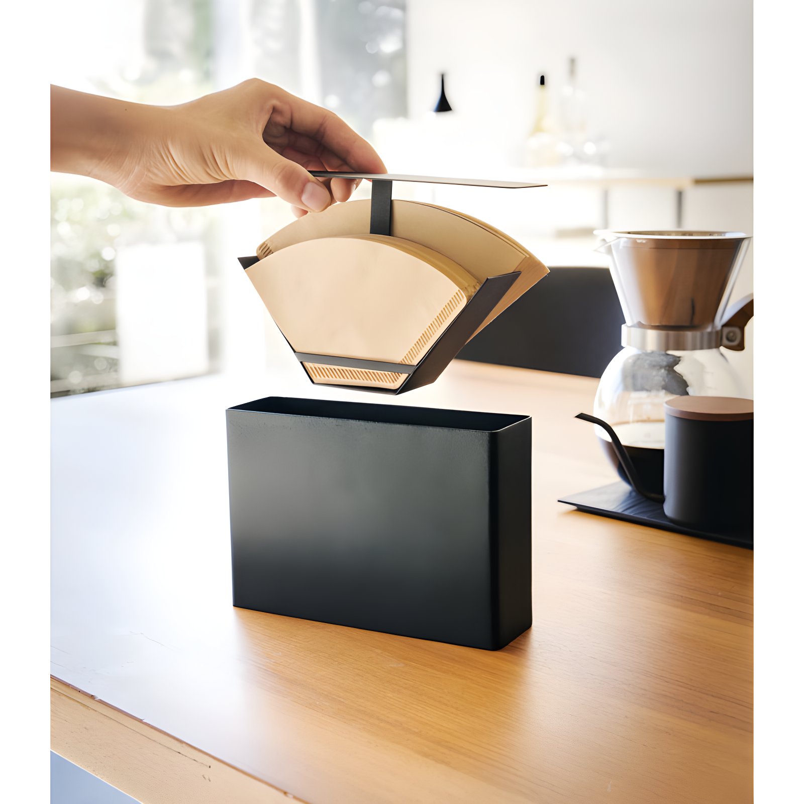 Yamazaki Home Yamazaki Home 02 Coffee Filter Case - Kitchen Storage Holder Container, Steel, Lid