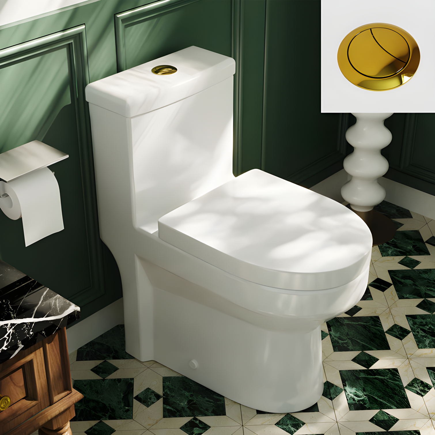 DeerValley Liberty Compact Toilets One-Piece Toilet With High-Efficiency Flush Round Toilet for Space-Saving Floor Mounted (Seat Included)