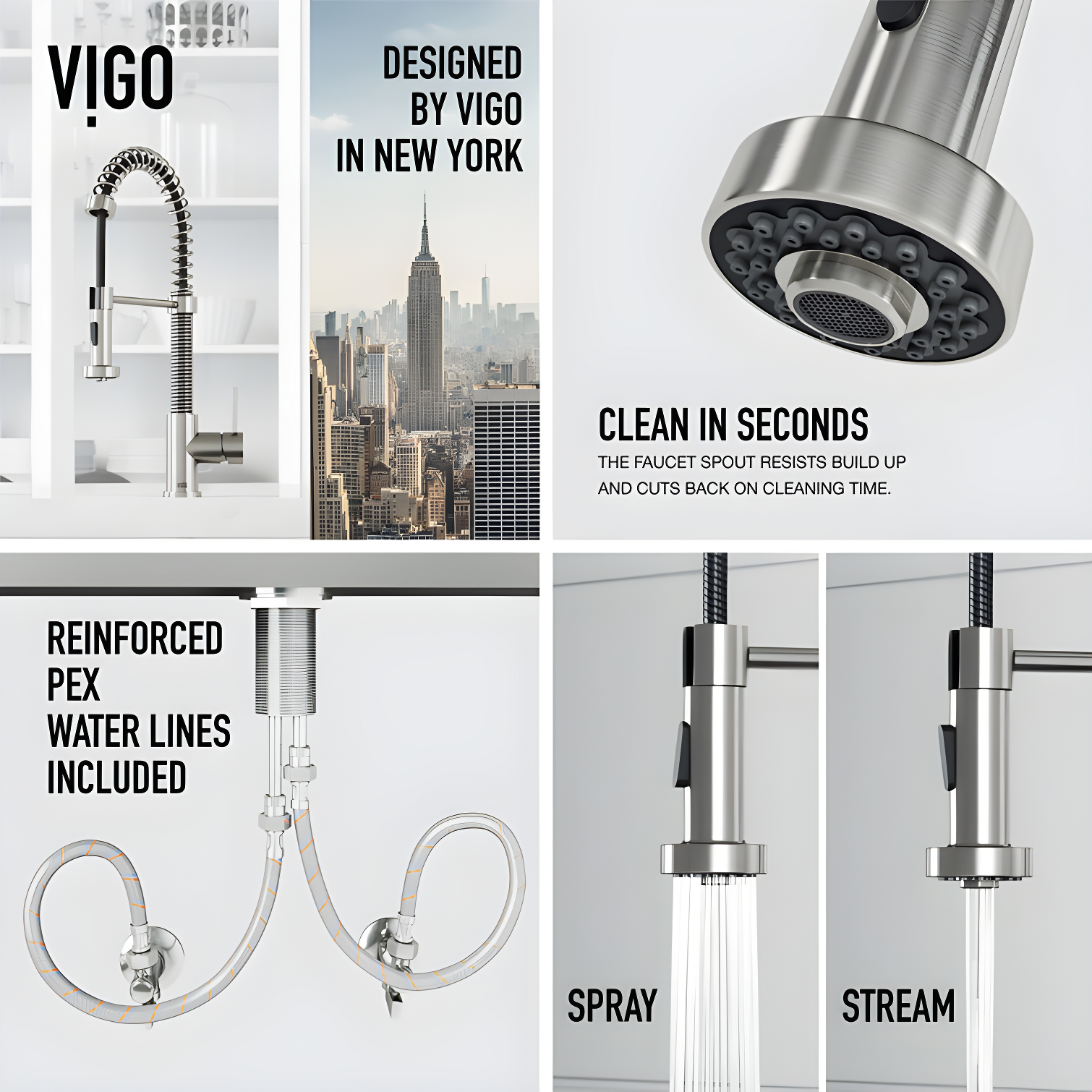 Edison 19" H 1-handle Pull-Down 2-Function Sprayer Kitchen Faucet