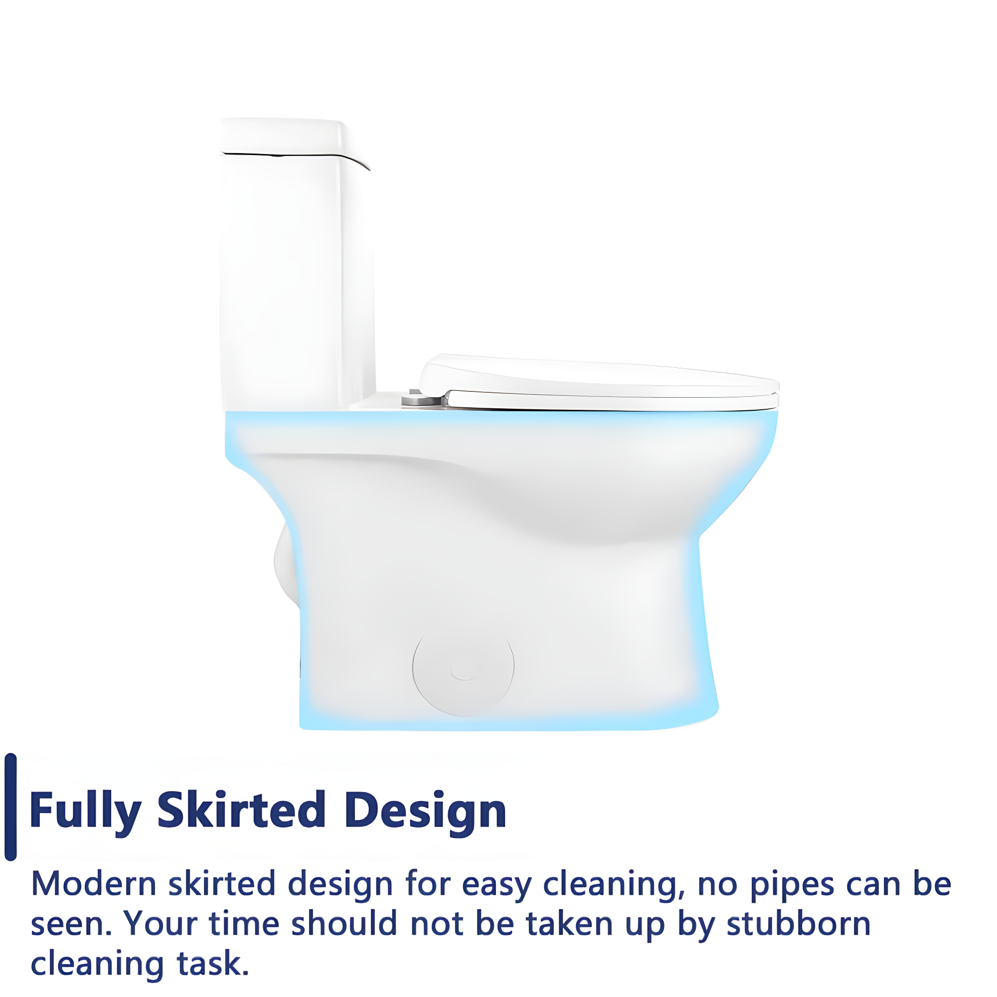 DeerValley Ally Dual-Flush Elongated One-Piece Toilet with Glazed Surface Modern Toilet with Comfort Seat Height  (Seat Included) DV-1F52816