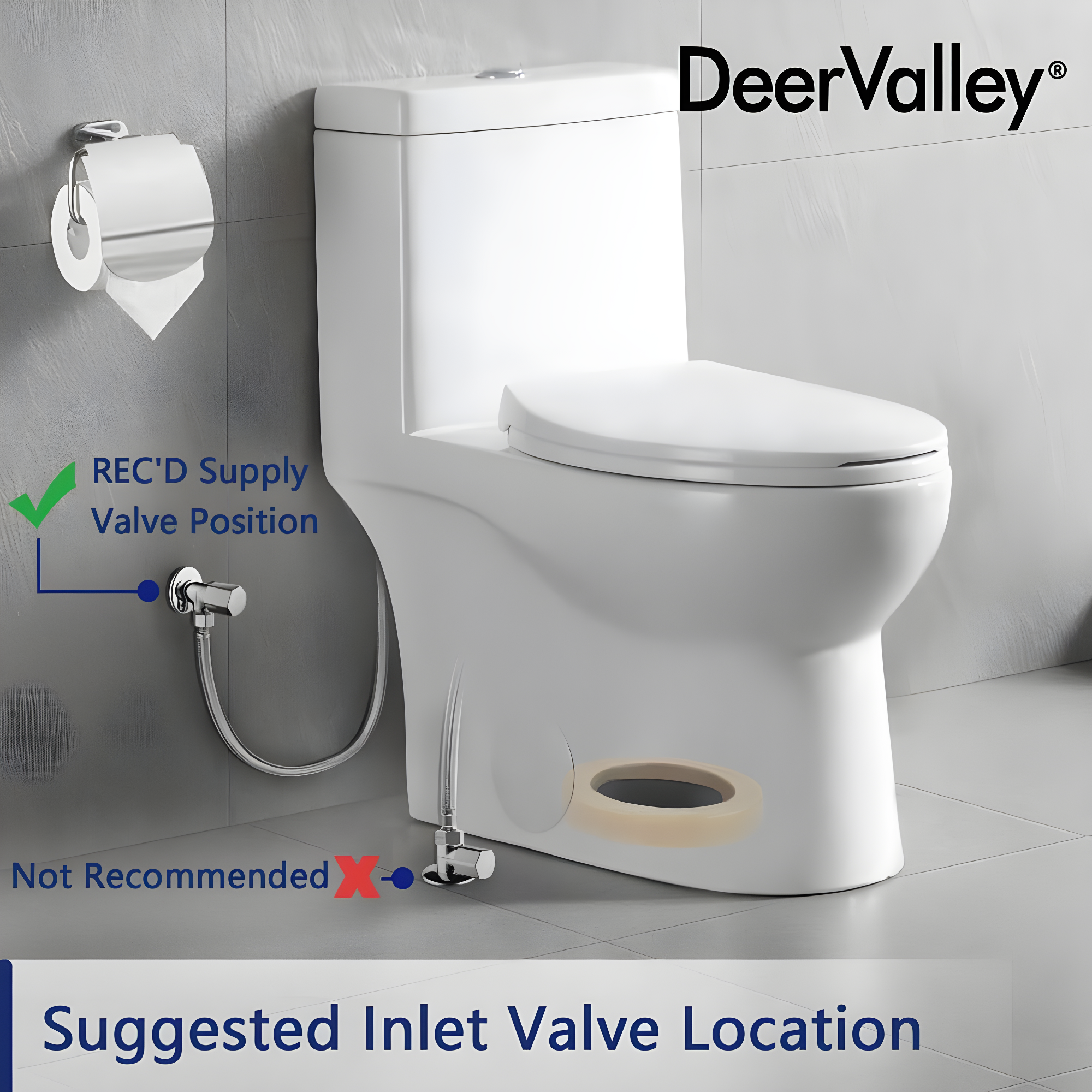DeerValley Ally Dual-Flush Elongated One-Piece Toilet with Glazed Surface Modern Toilet with Comfort Seat Height  (Seat Included) DV-1F52816
