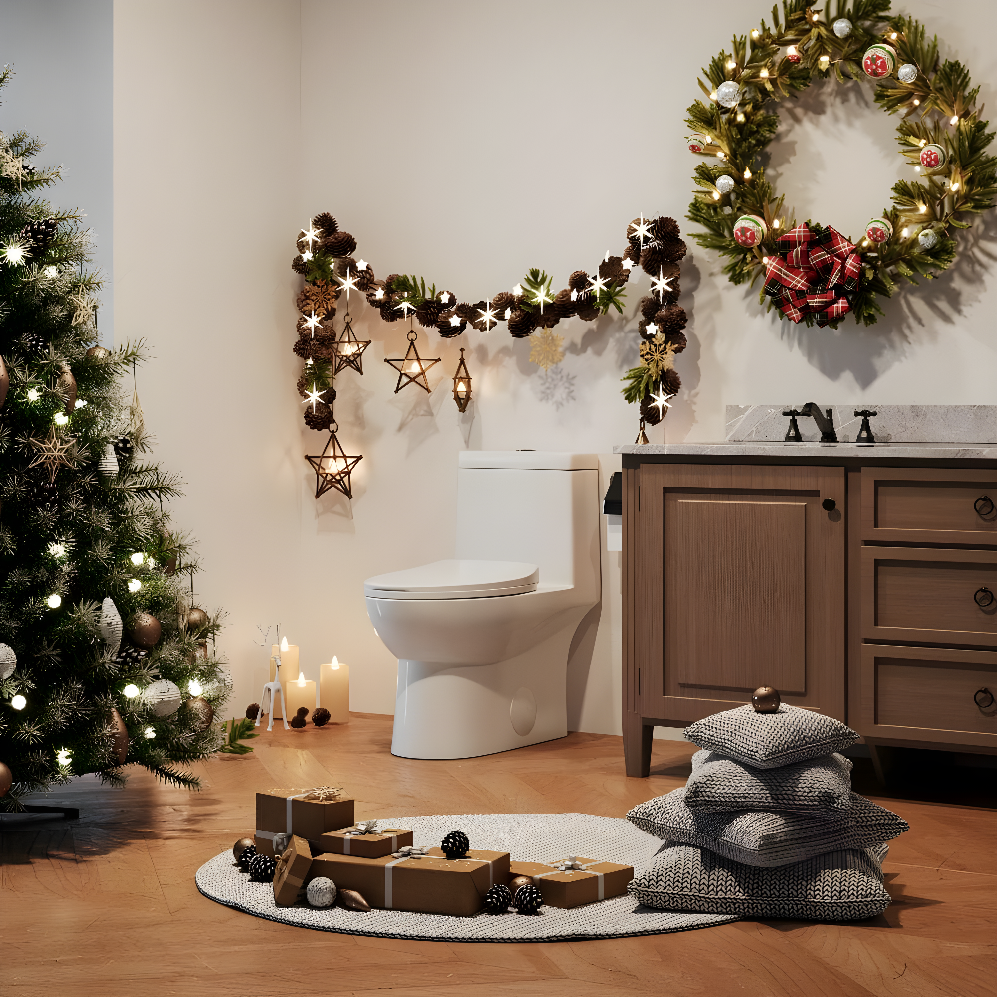 DeerValley Ally Dual-Flush Elongated One-Piece Toilet with Glazed Surface Modern Toilet with Comfort Seat Height  (Seat Included) DV-1F52816