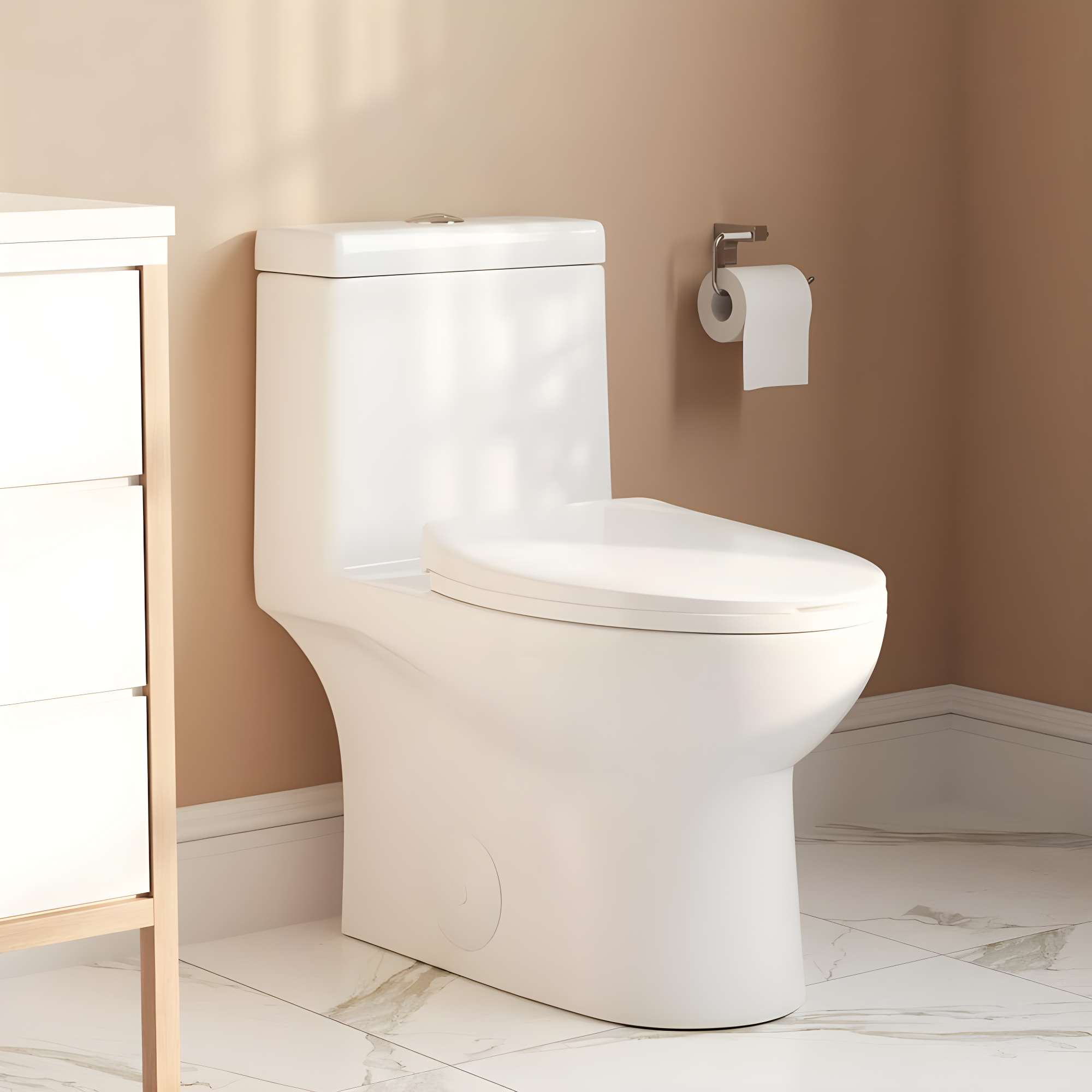 DeerValley Ally Dual-Flush Elongated One-Piece Toilet with Glazed Surface Modern Toilet with Comfort Seat Height  (Seat Included) DV-1F52816