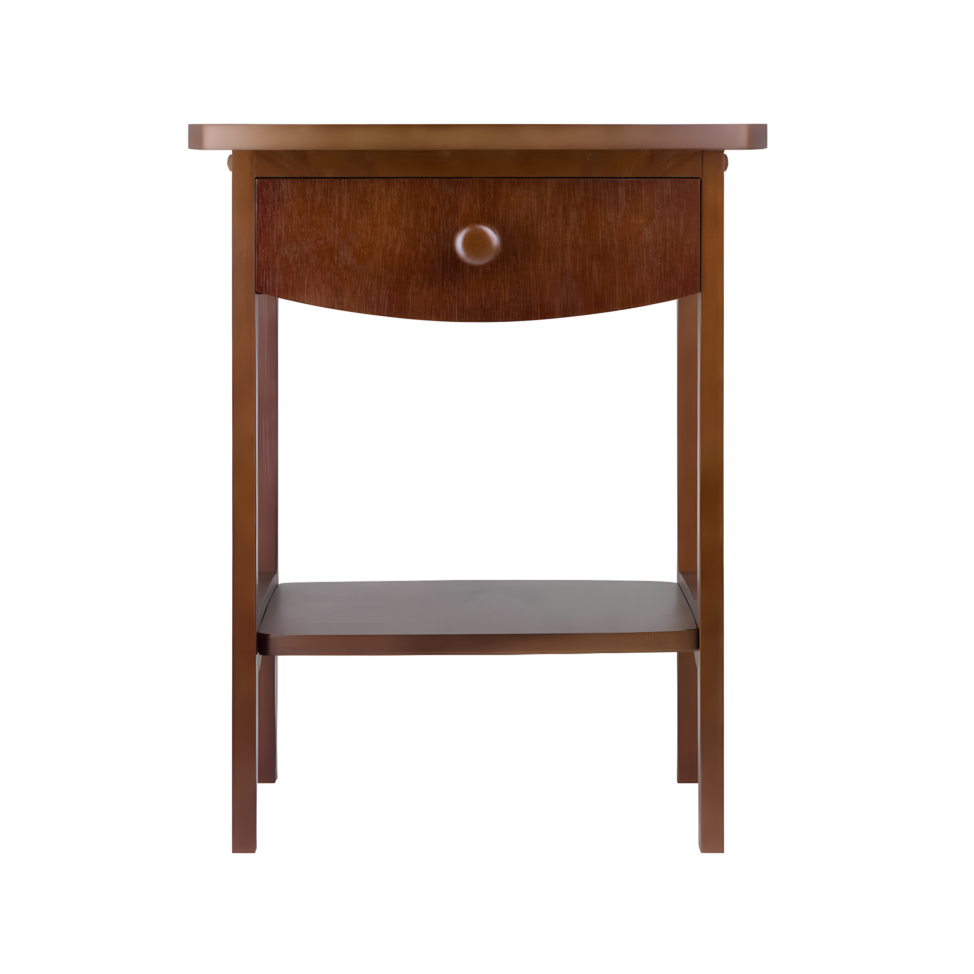 Winsome End Table Walnut: Hardwood Frame, MDF Top, Rectangular Side Table with Shelf & Drawer