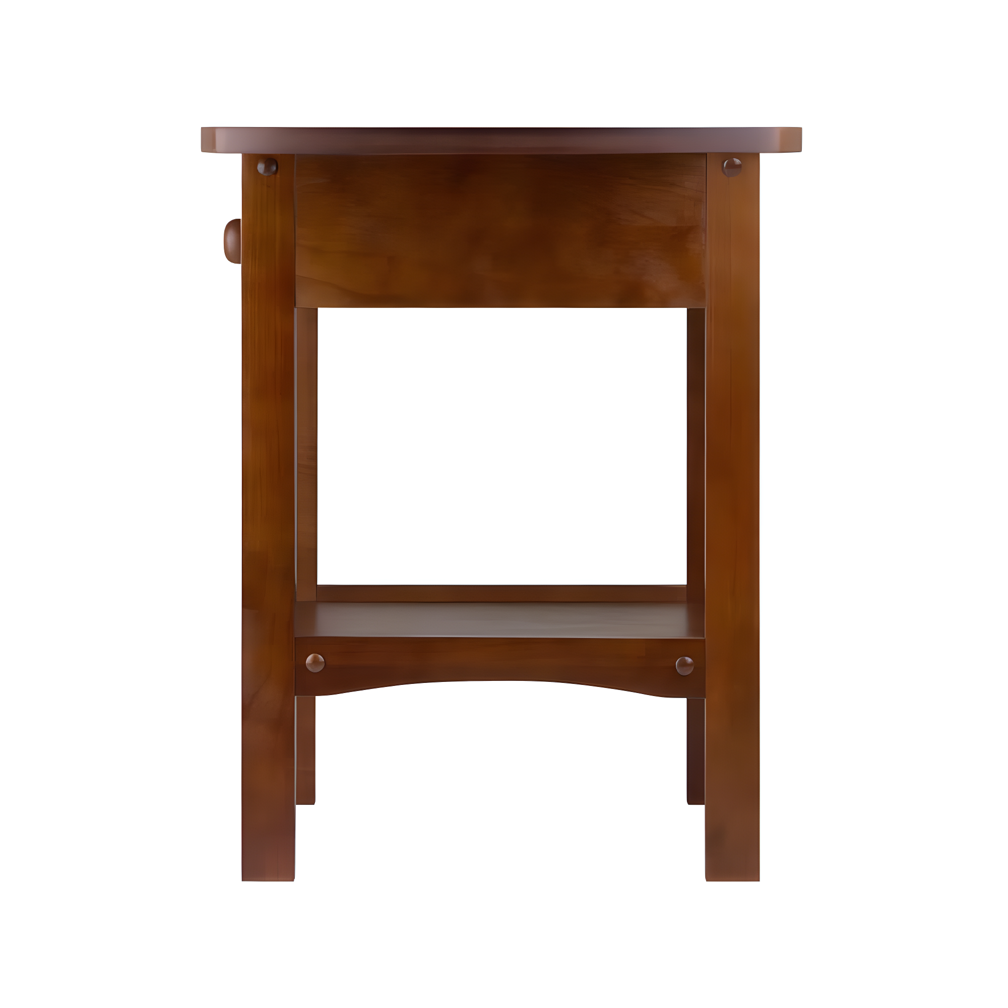 Winsome End Table Walnut: Hardwood Frame, MDF Top, Rectangular Side Table with Shelf & Drawer