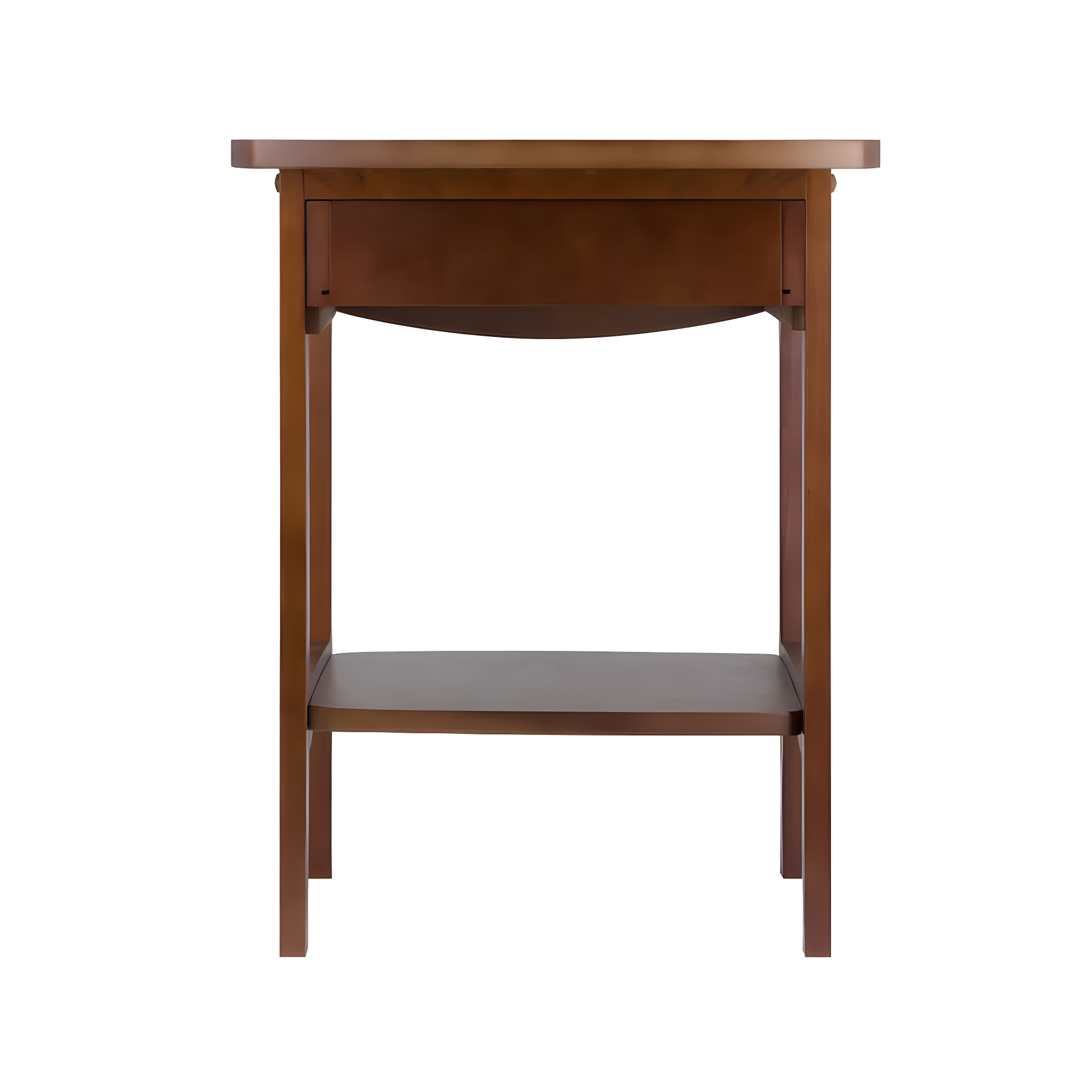 Winsome End Table Walnut: Hardwood Frame, MDF Top, Rectangular Side Table with Shelf & Drawer
