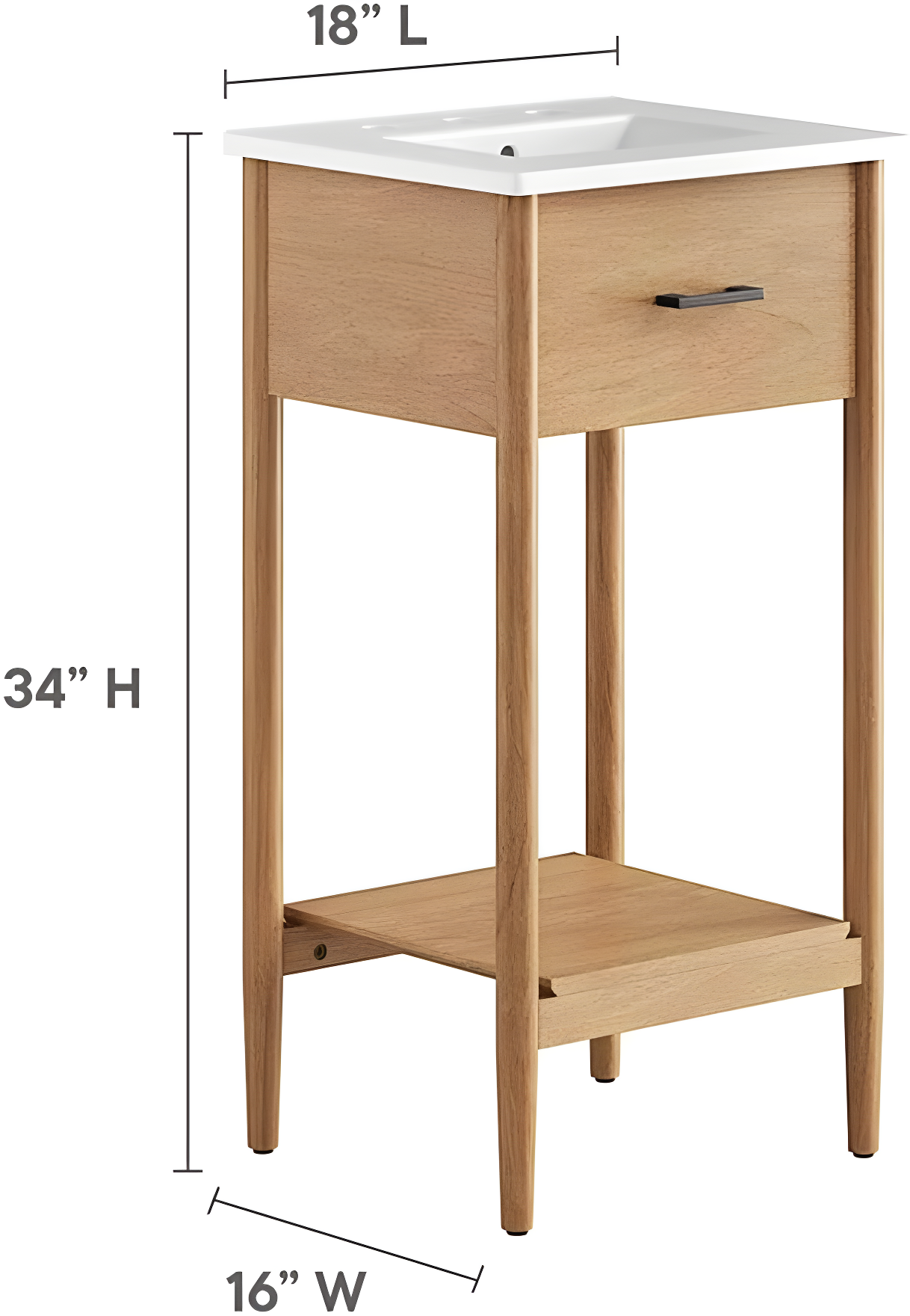 Modway Zaire 18'' Single Bathroom Vanity with Ceramic Top
