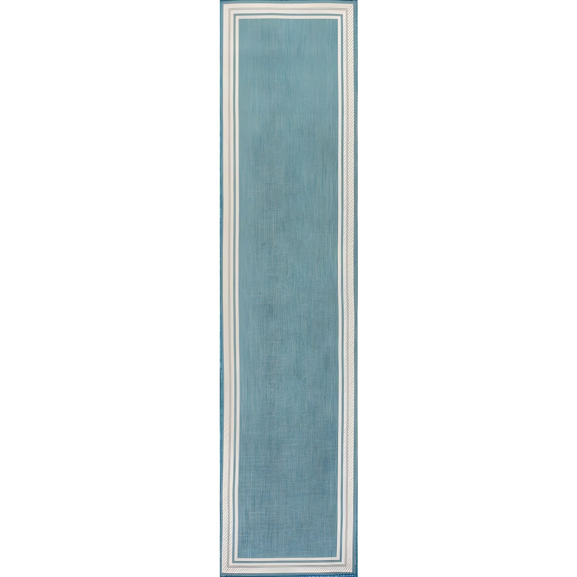 2' x 8' James Modern Border Stripe Indoor/Outdoor Runner Rug, Aqua/Beige - JONATHAN Y