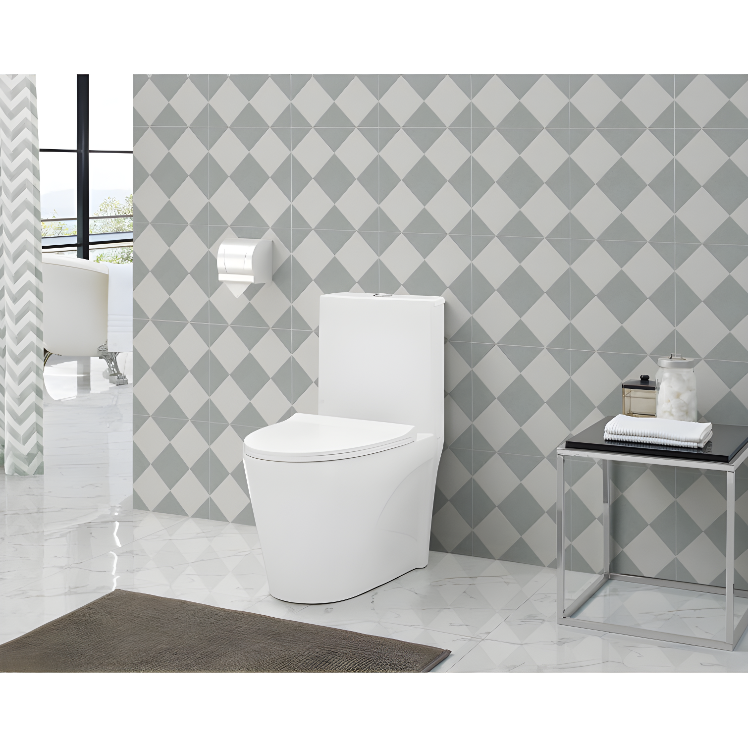 St. Tropez One Piece Elongated Toilet Dual Vortex Flush 1.28 gpf