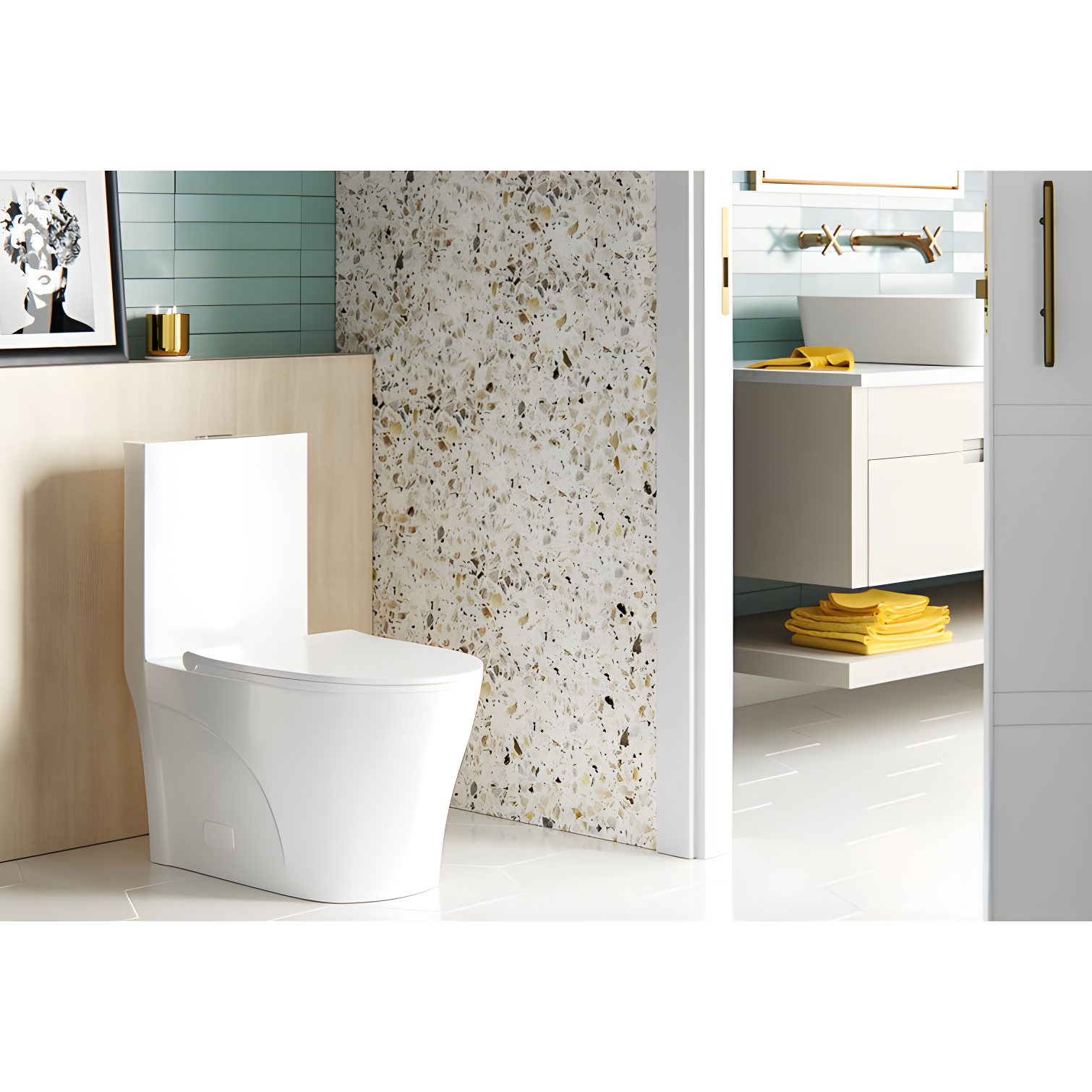 St. Tropez One Piece Elongated Toilet Dual Vortex Flush 1.28 gpf