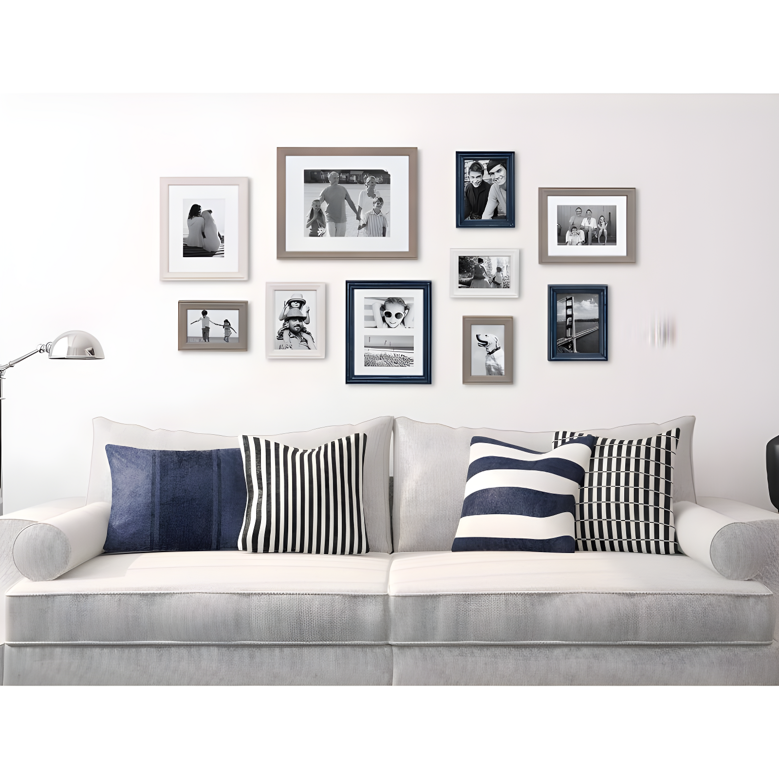 10pc Bordeaux Frame Box Set White/Black/Natural Wood - Kate & Laurel All Things Decor: Wall Display, Multi-Size, Modern Decor