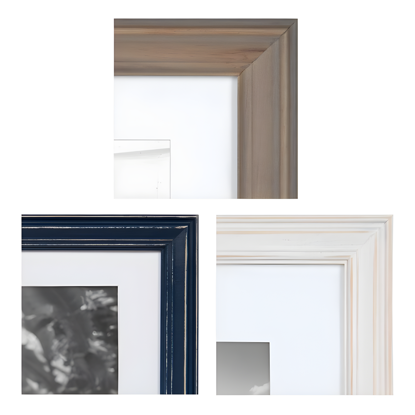 10pc Bordeaux Frame Box Set White/Black/Natural Wood - Kate & Laurel All Things Decor: Wall Display, Multi-Size, Modern Decor