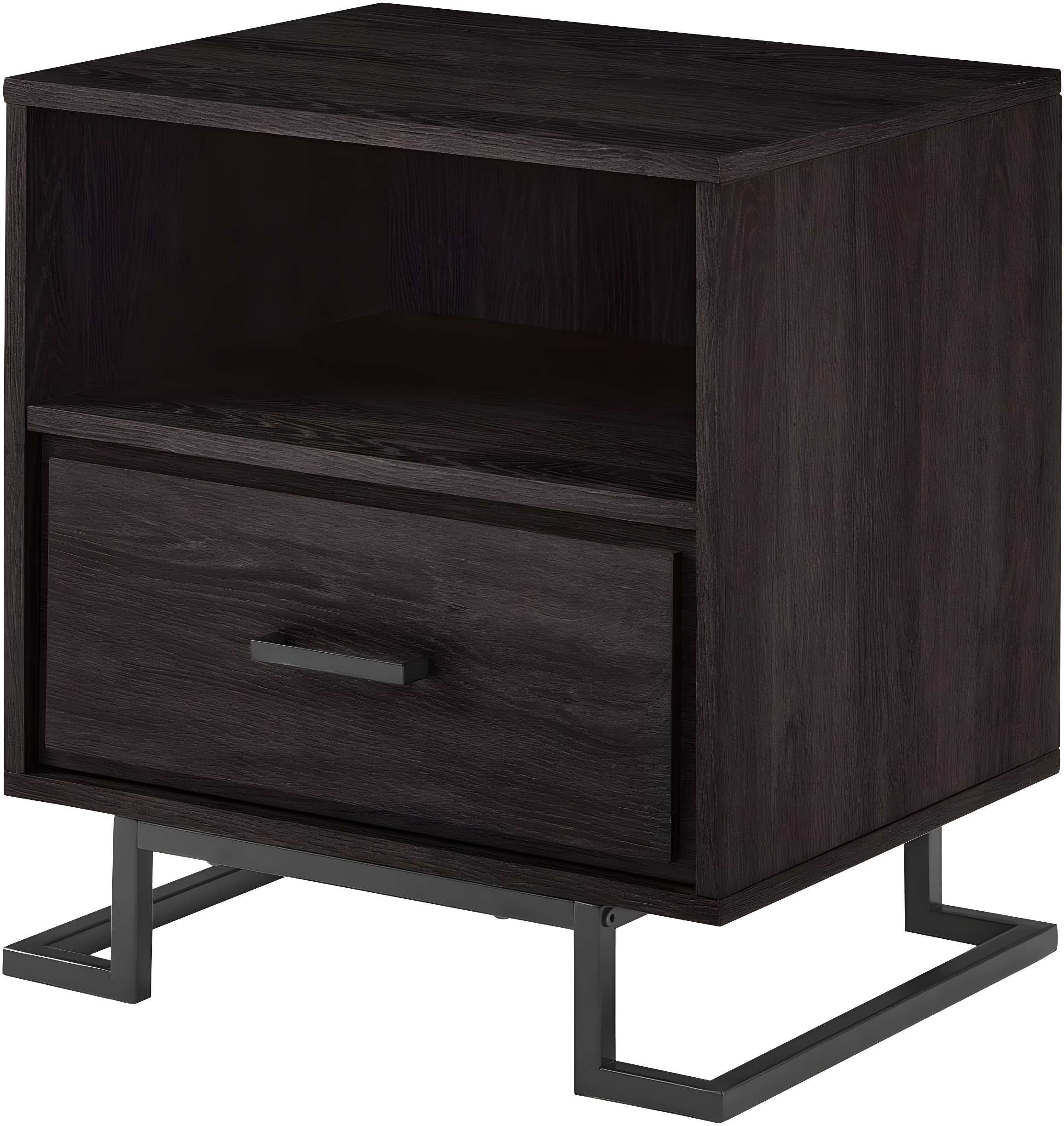 Miekor Furniture Contemporary Metal and Wood 1-Drawer Nightstand – Charcoal B5A6818