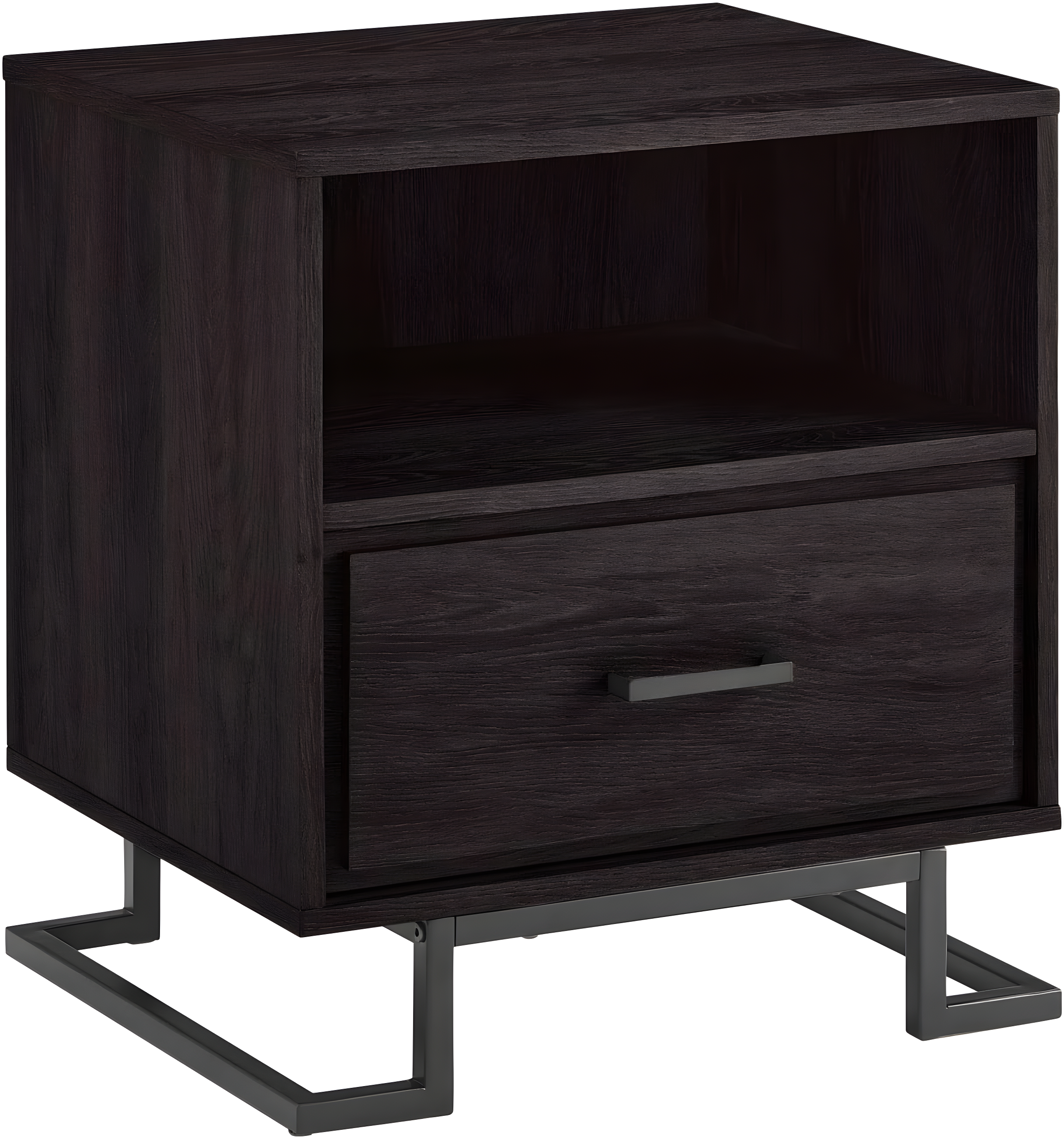 Miekor Furniture Contemporary Metal and Wood 1-Drawer Nightstand – Charcoal B5A6818