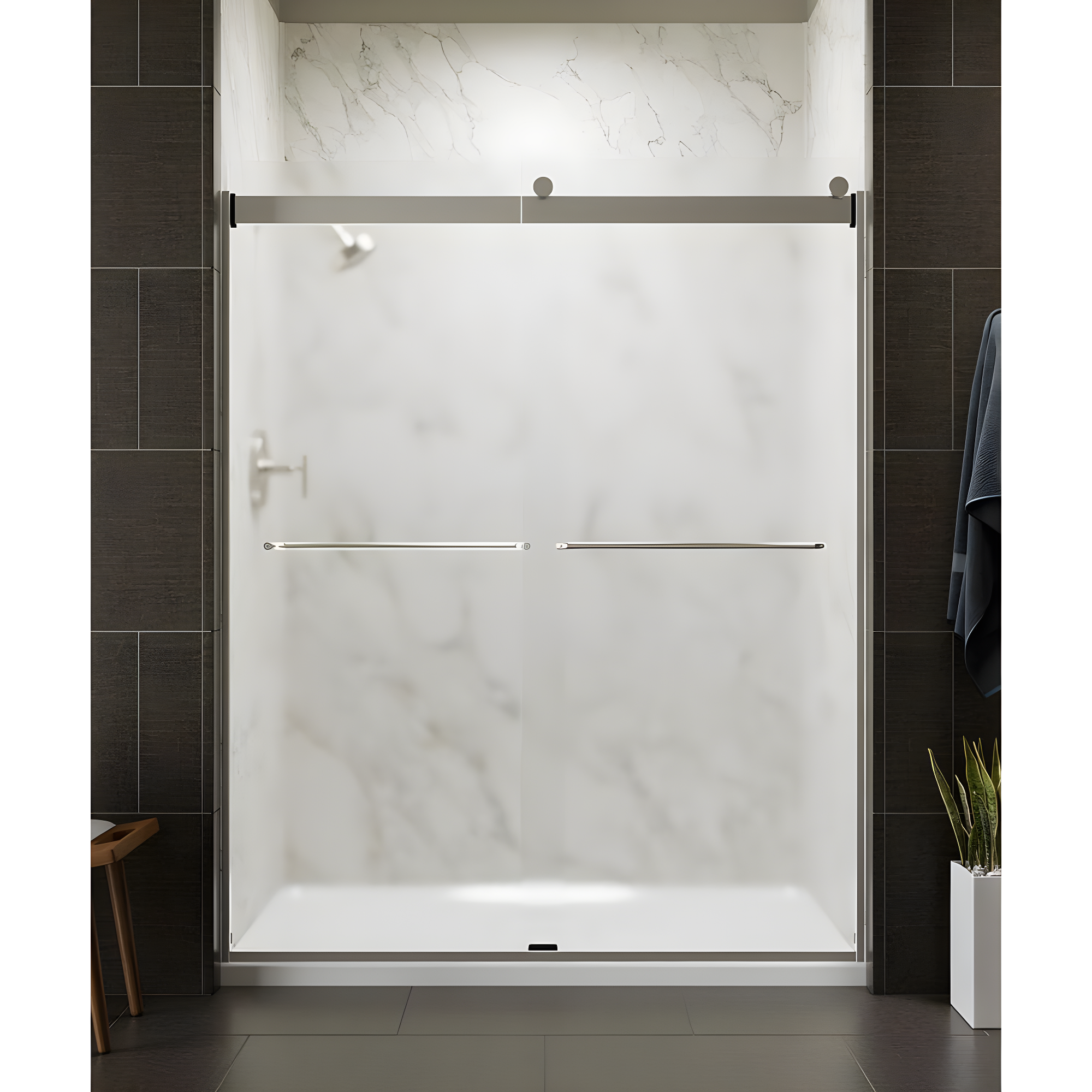 Levity 59.63" x 74" Bypass Shower Door with CleanCoat® Technology