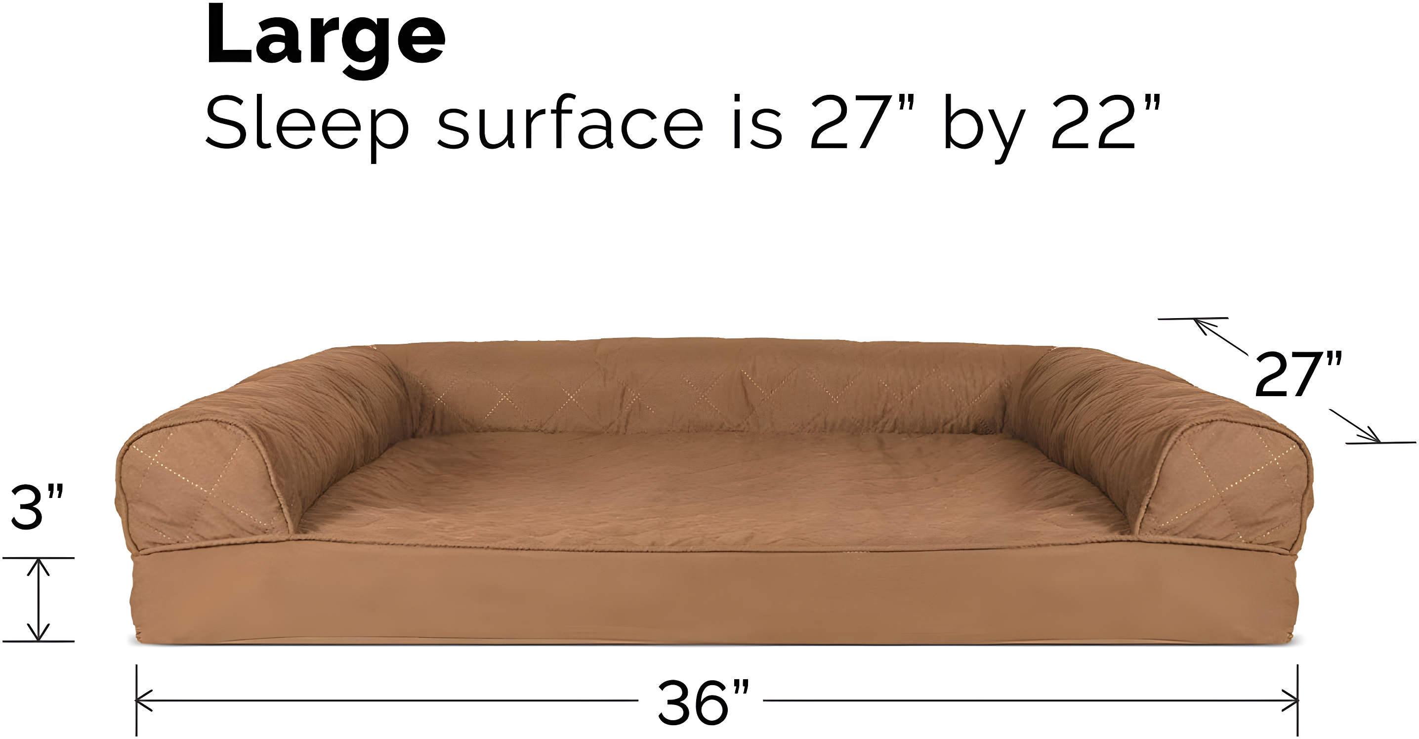 Quilted Orthopedic Bolster Sofa Pet Bed