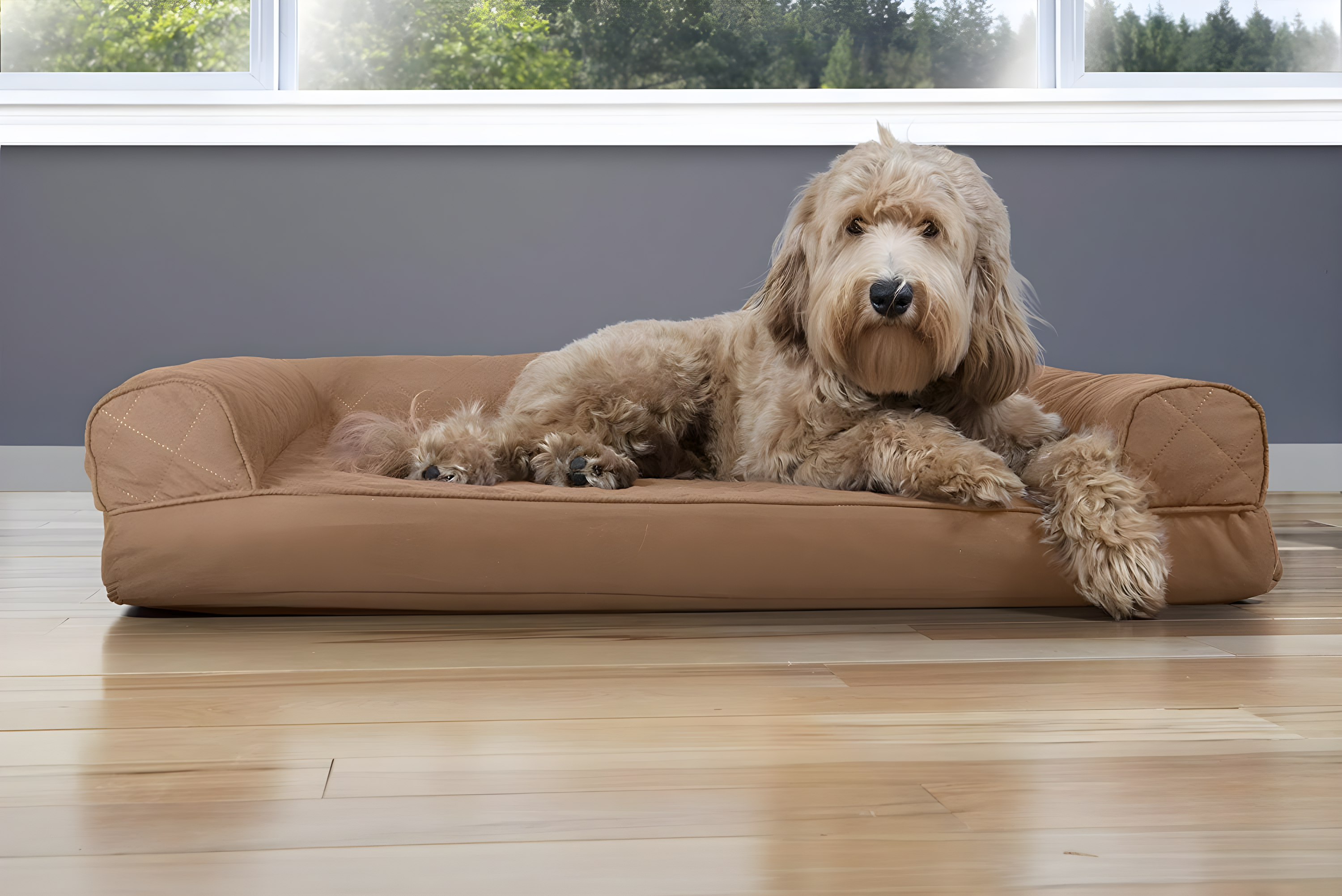 Quilted Orthopedic Bolster Sofa Pet Bed
