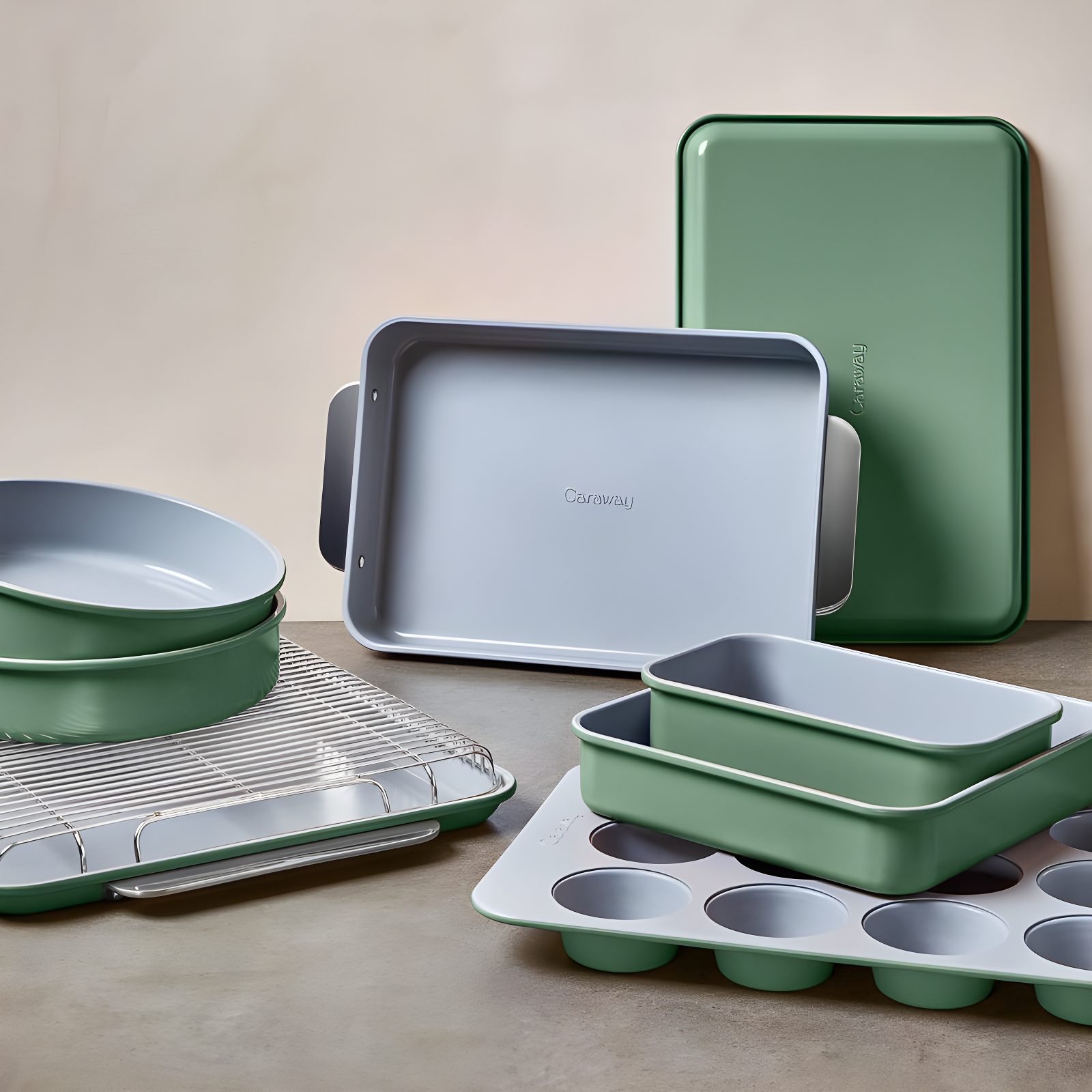 Caraway Sage Non-Toxic Ceramic Non-Stick Mini 5-Piece Bakeware Set
