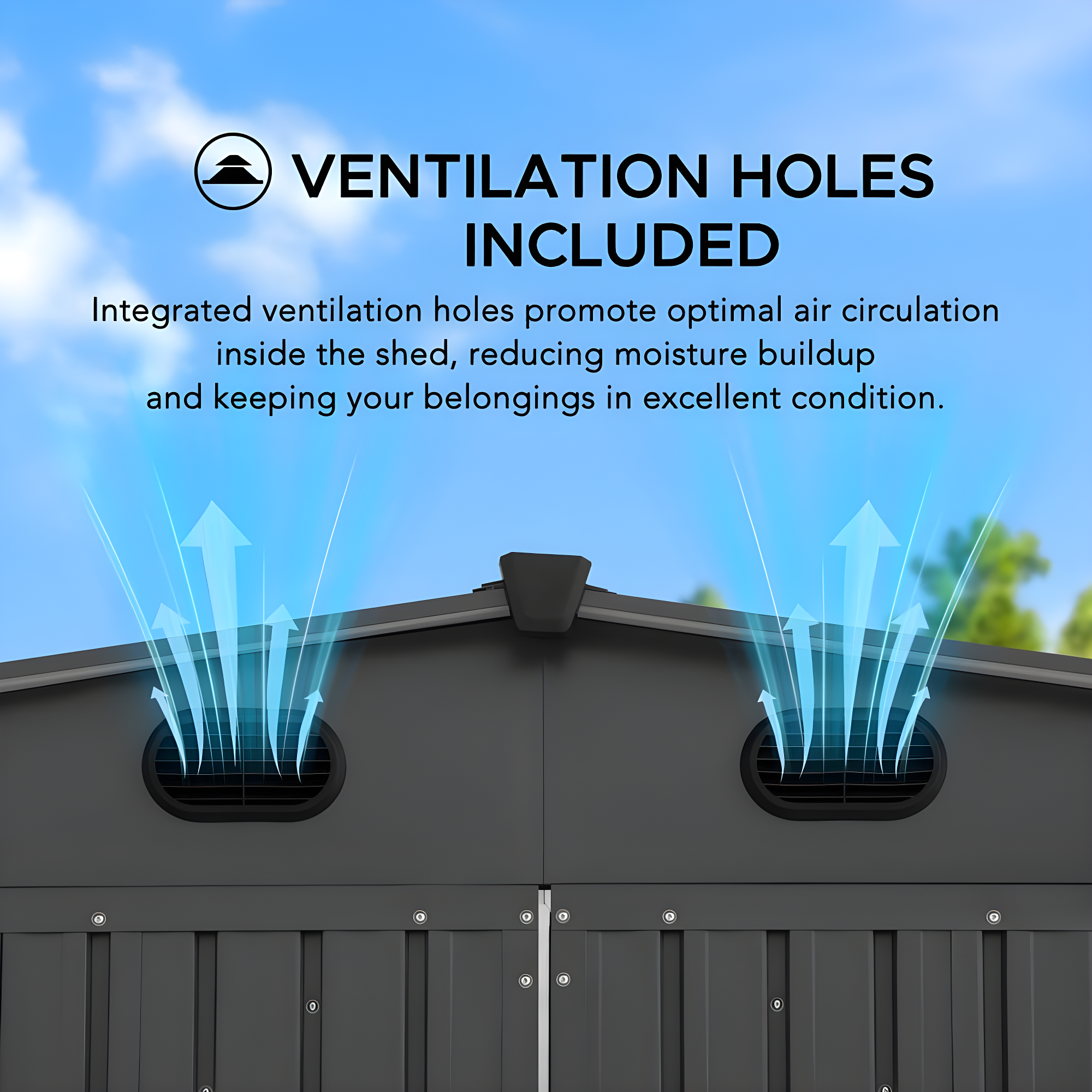 Sunjoy Sunjoy Outdoor Storage Shed 13 x 20 ft. Carport, Patio Metal Utility Large Storage Shed Garage with 2 Doors and 4 Vents, for Car, Truck, Bike, Garbage Can, Tool, Lawnmower