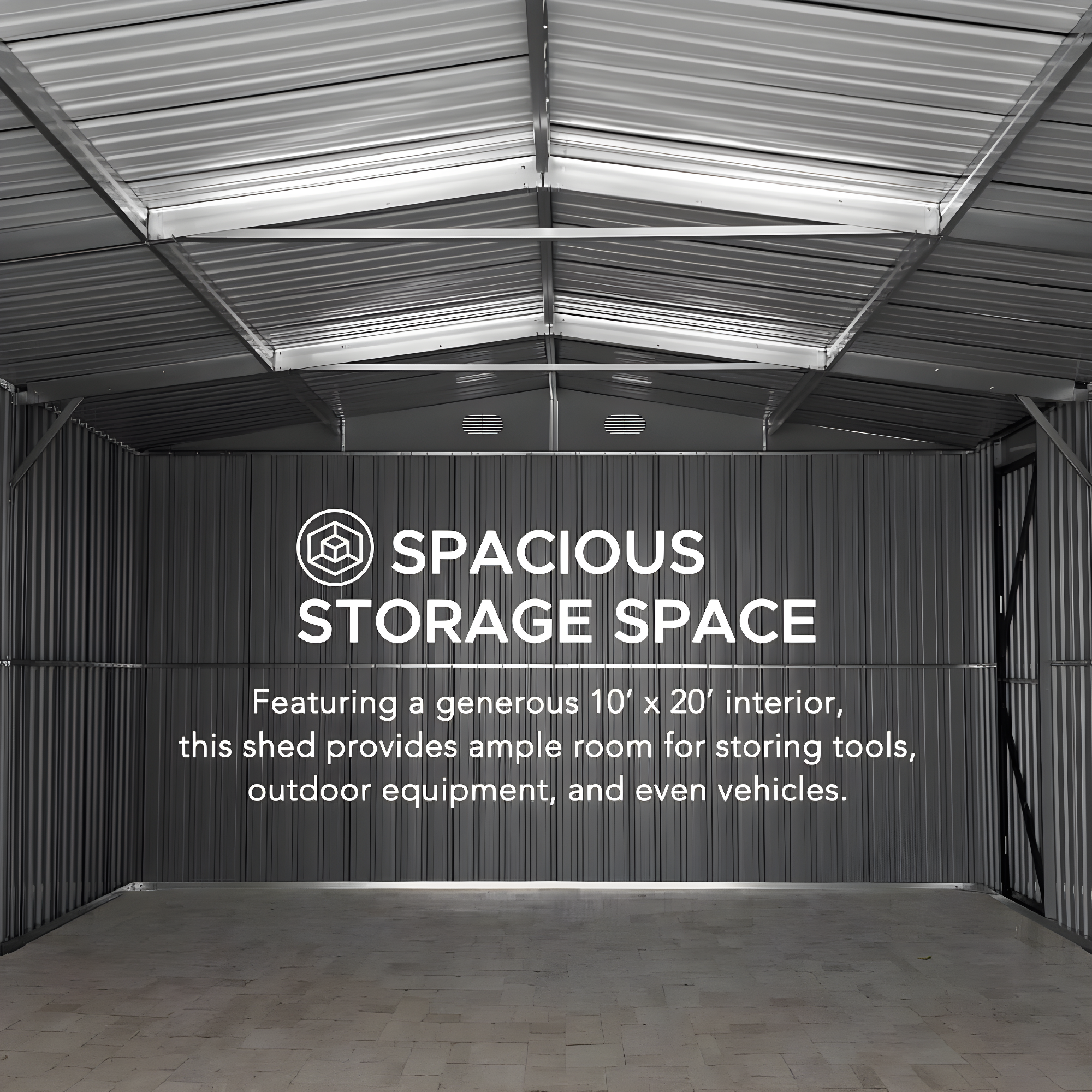 Sunjoy Sunjoy Outdoor Storage Shed 13 x 20 ft. Carport, Patio Metal Utility Large Storage Shed Garage with 2 Doors and 4 Vents, for Car, Truck, Bike, Garbage Can, Tool, Lawnmower