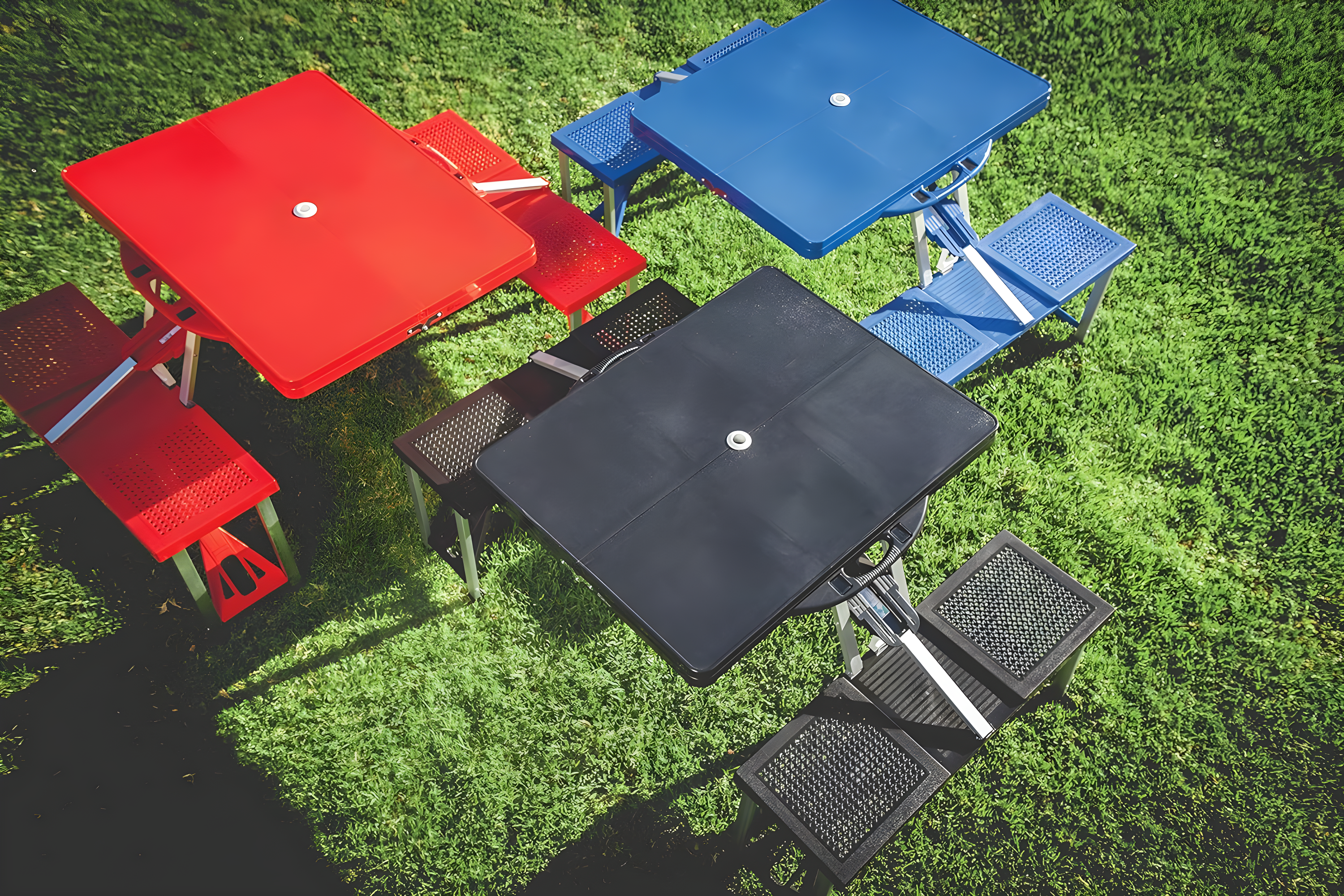 Oniva Rectangle Portable Dining Table with Seats - Black