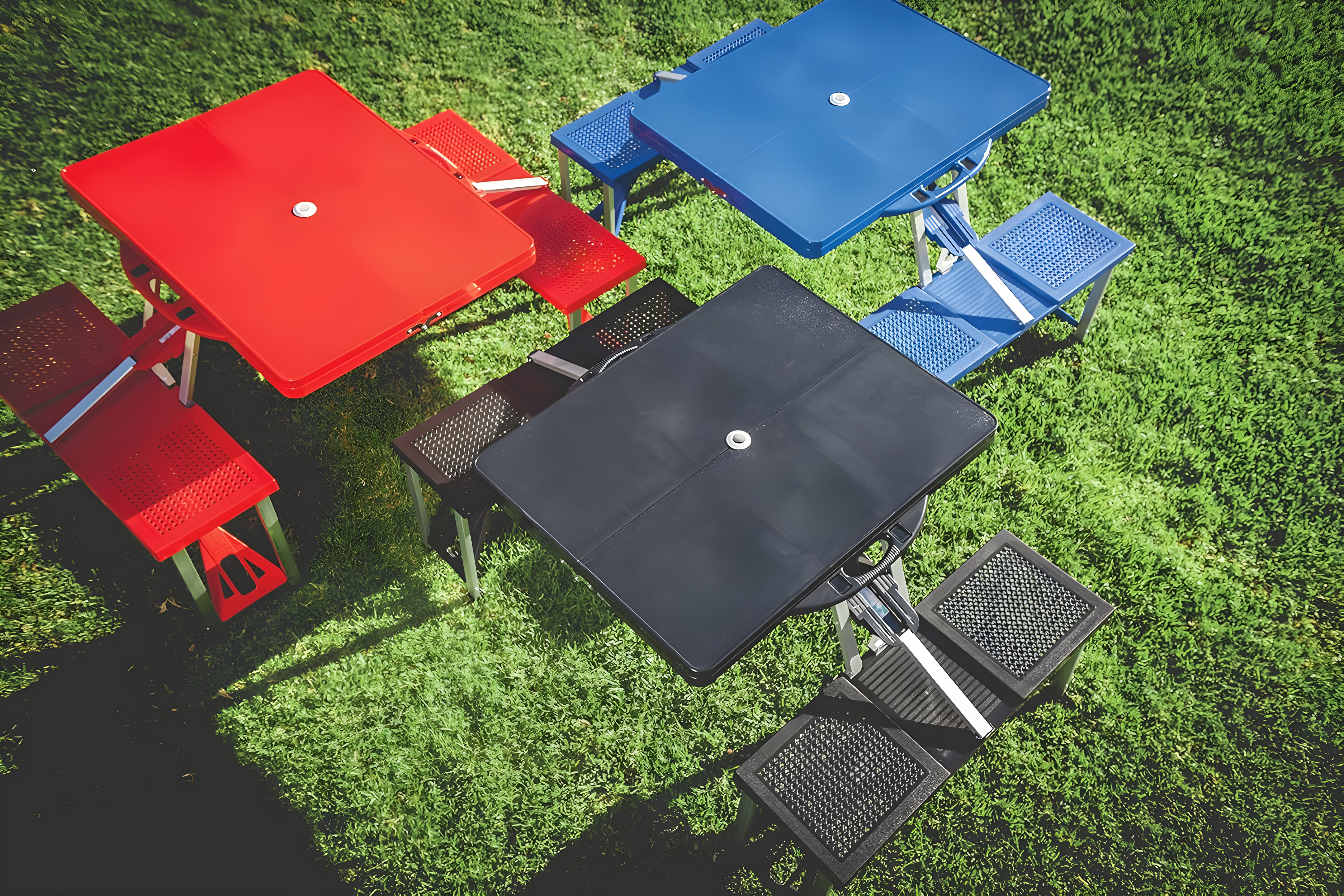 Oniva Rectangle Portable Dining Table with Seats - Black