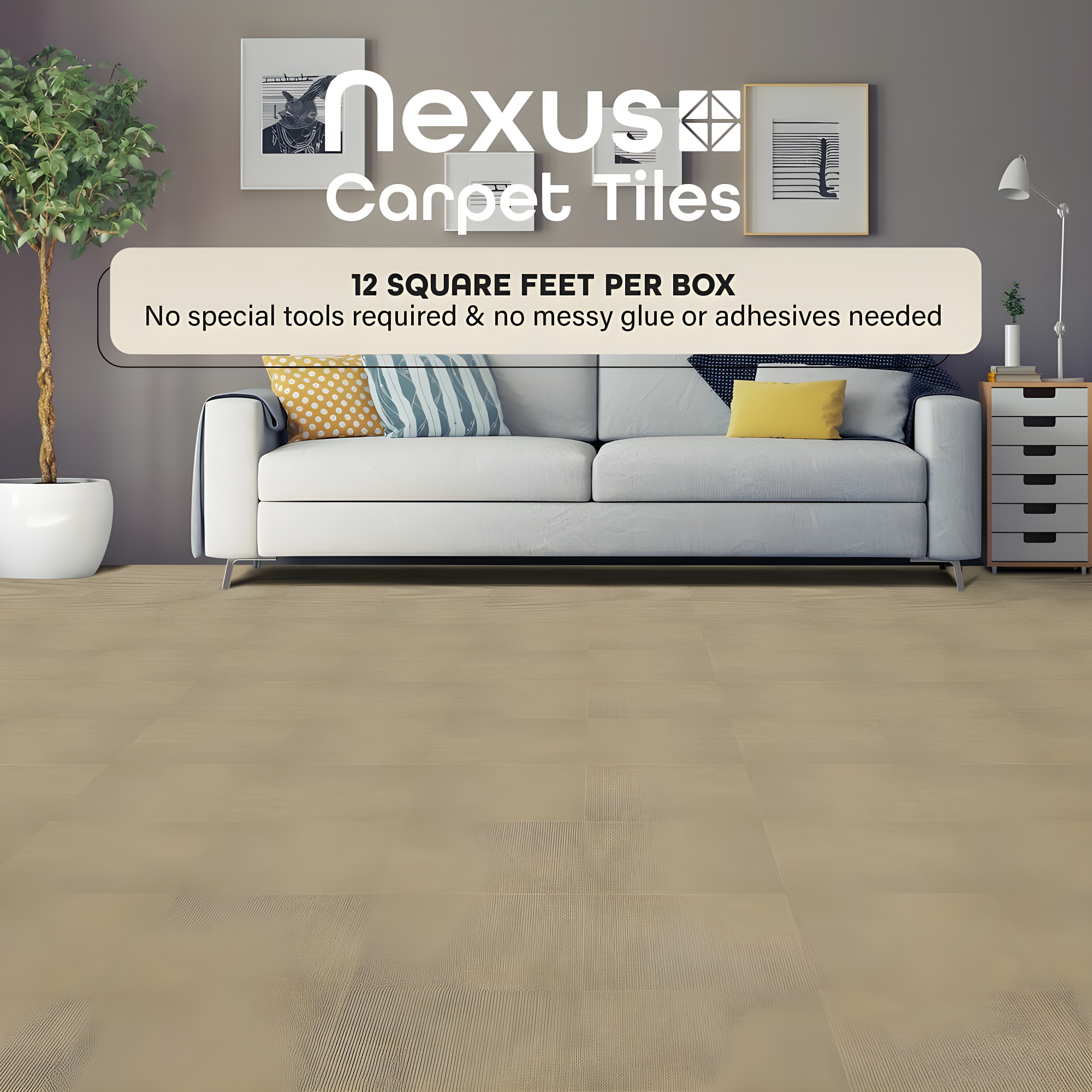 Achim Importing Co Nexus 12'' W x 12'' L Level Loop Adhesive, Peel & Stick Polyester Carpet Tile