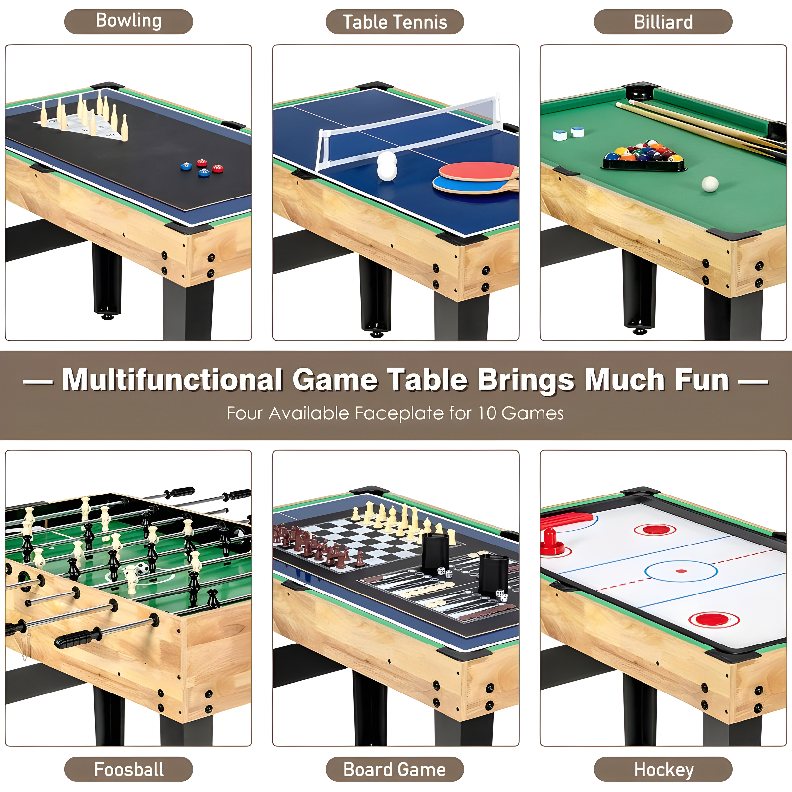 Costway 10-in-1 Combo Game Table Set, Multi Game Table for Home, Game Room