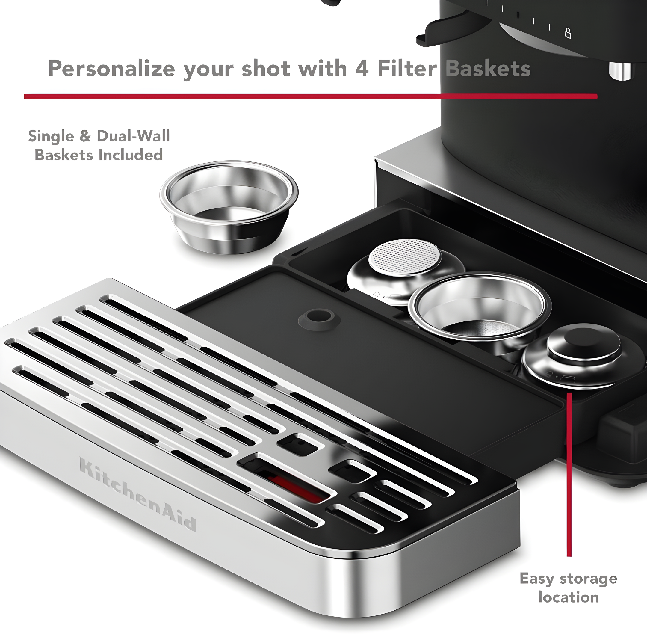 KitchenAid ® Semi-Automatic Espresso Machine in Cast Iron Black