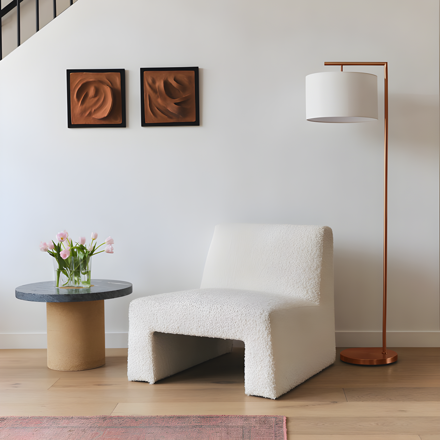 Montage Modern 60 in. Mid-Century Modern LED Floor Lamp with Fabric Drum Shade