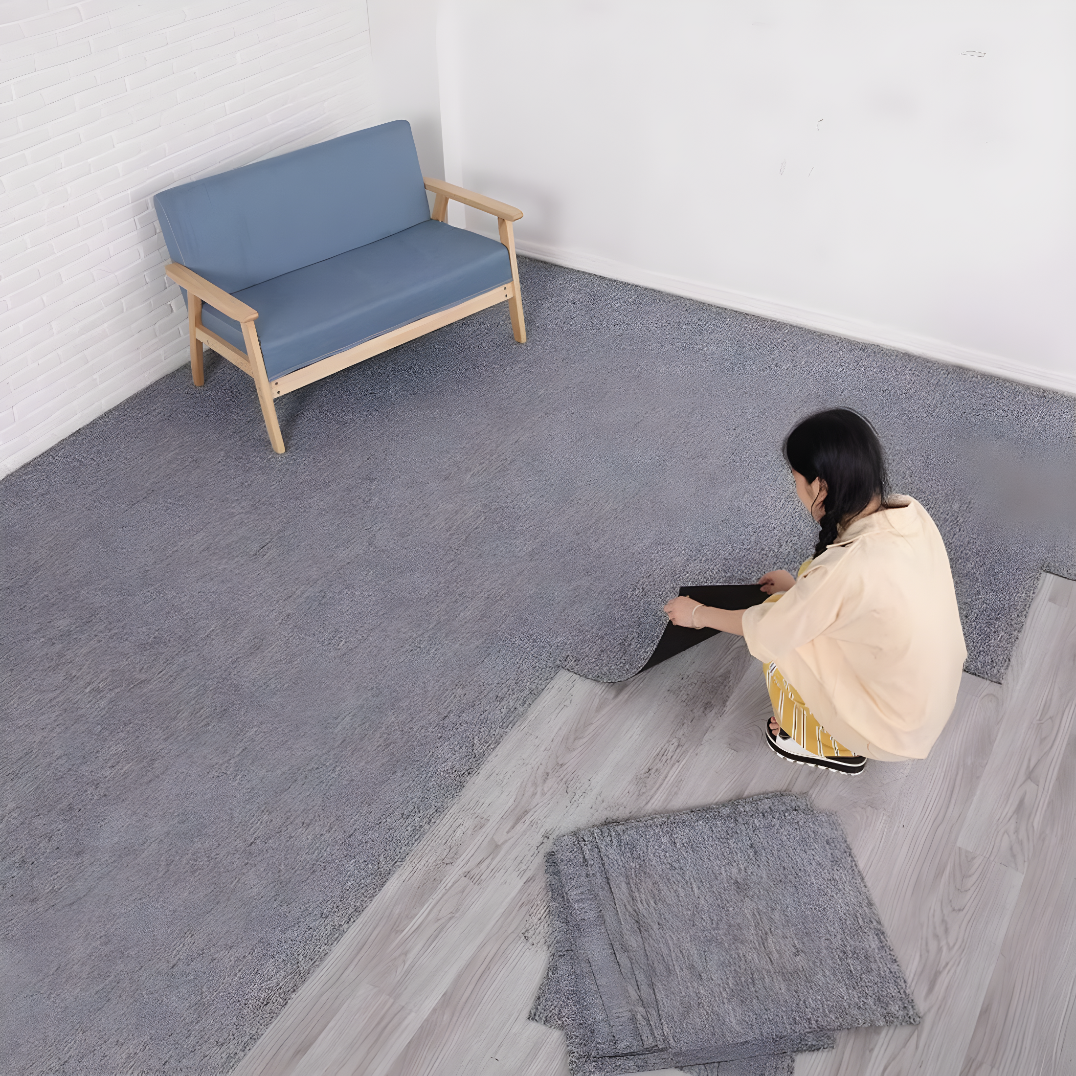 Carpet Tile 20”x 20”Commercial Heavy Duty Square Carpet Tile with Adhesive Stickers Indoor Outdoor Anti-Slip Carpet Squares for Kids Room, Bedroom,Dining Room, 20 Tiles Per Box/54Sq Ft
