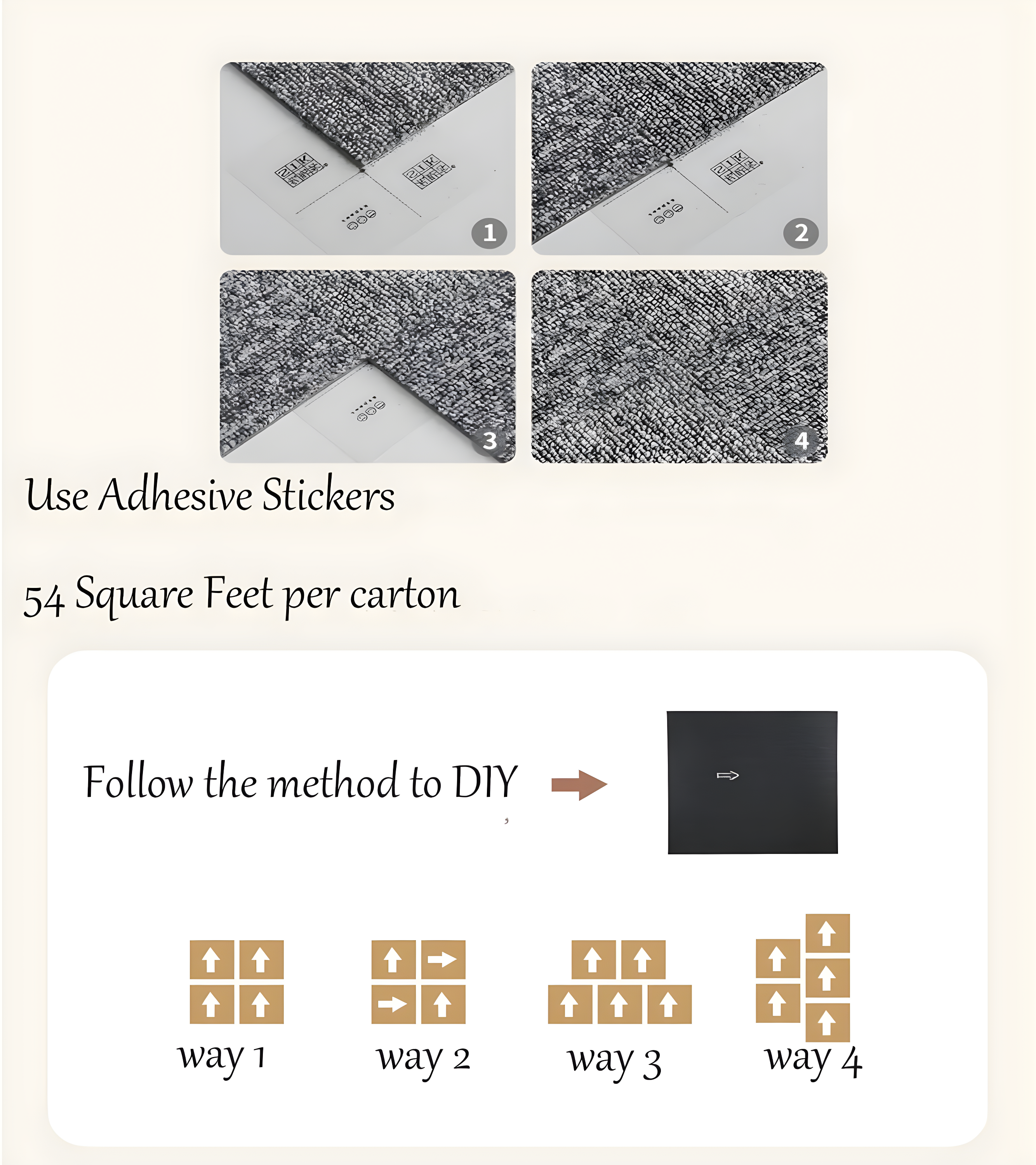 Carpet Tile 20”x 20”Commercial Heavy Duty Square Carpet Tile with Adhesive Stickers Indoor Outdoor Anti-Slip Carpet Squares for Kids Room, Bedroom,Dining Room, 20 Tiles Per Box/54Sq Ft