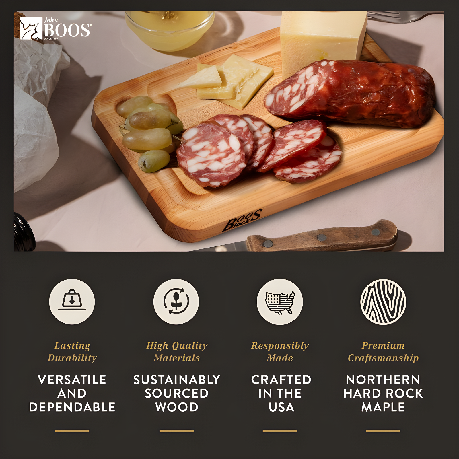 John Boos Prestige Series Maple Cutting Board with Juice Groove