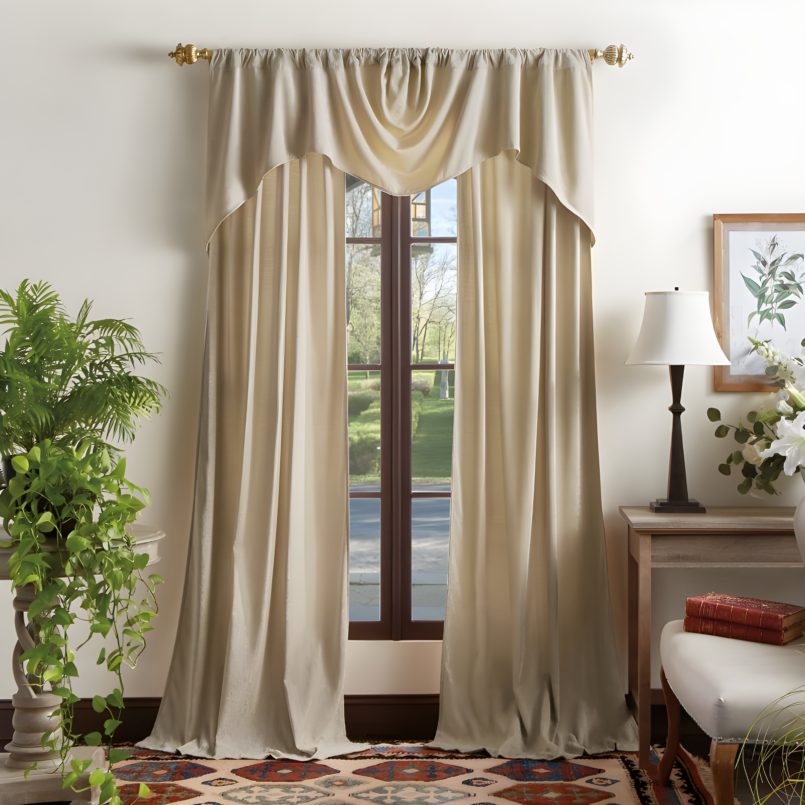 Naples Chenille Solid Semi-Sheer Rod Pocket Curtain Panels (Set of 2)