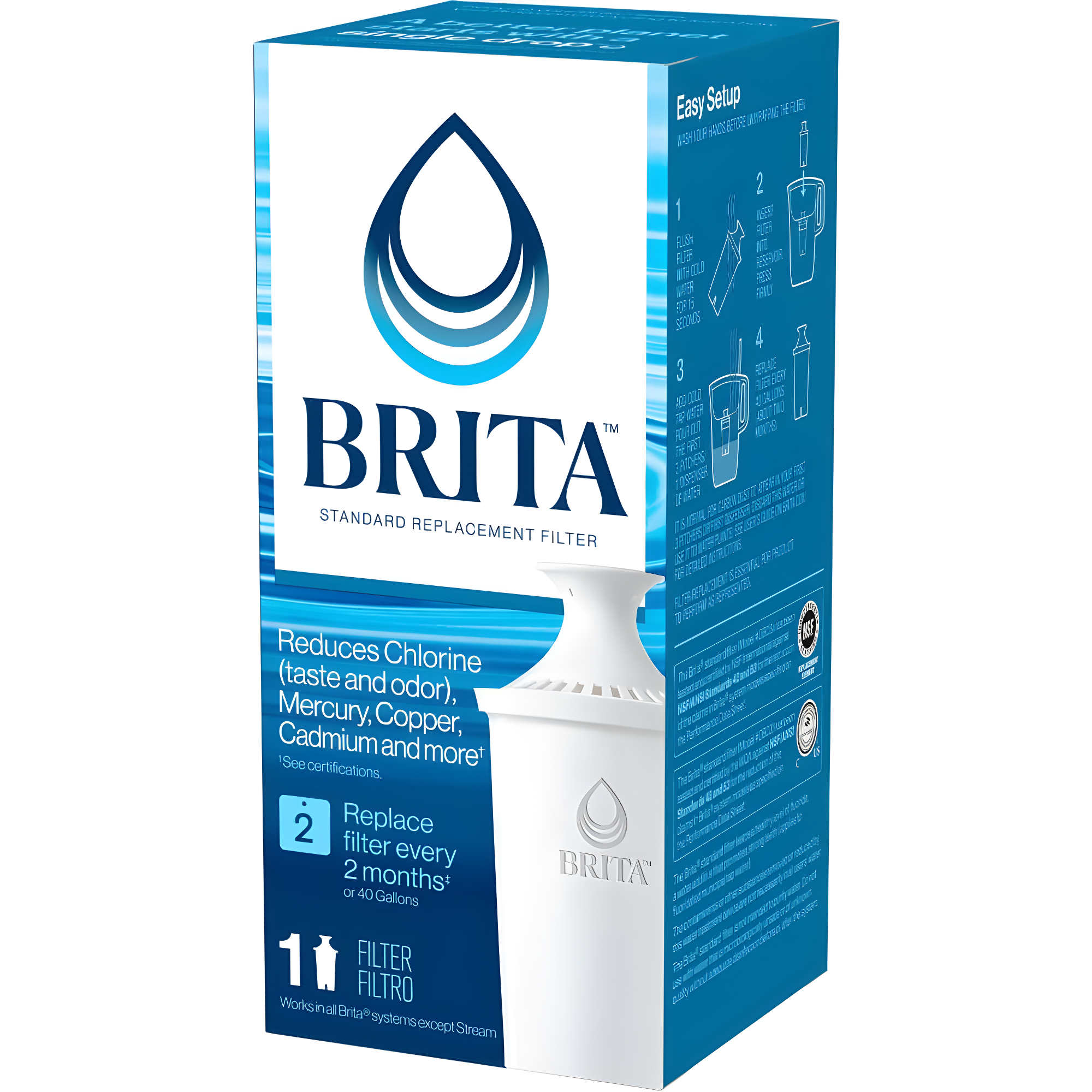 Brita Refillable Product Solutions Advanced Replacement Water Filter for Pitchers: Reduces Odors, Filters Chlorine & Heavy Metals