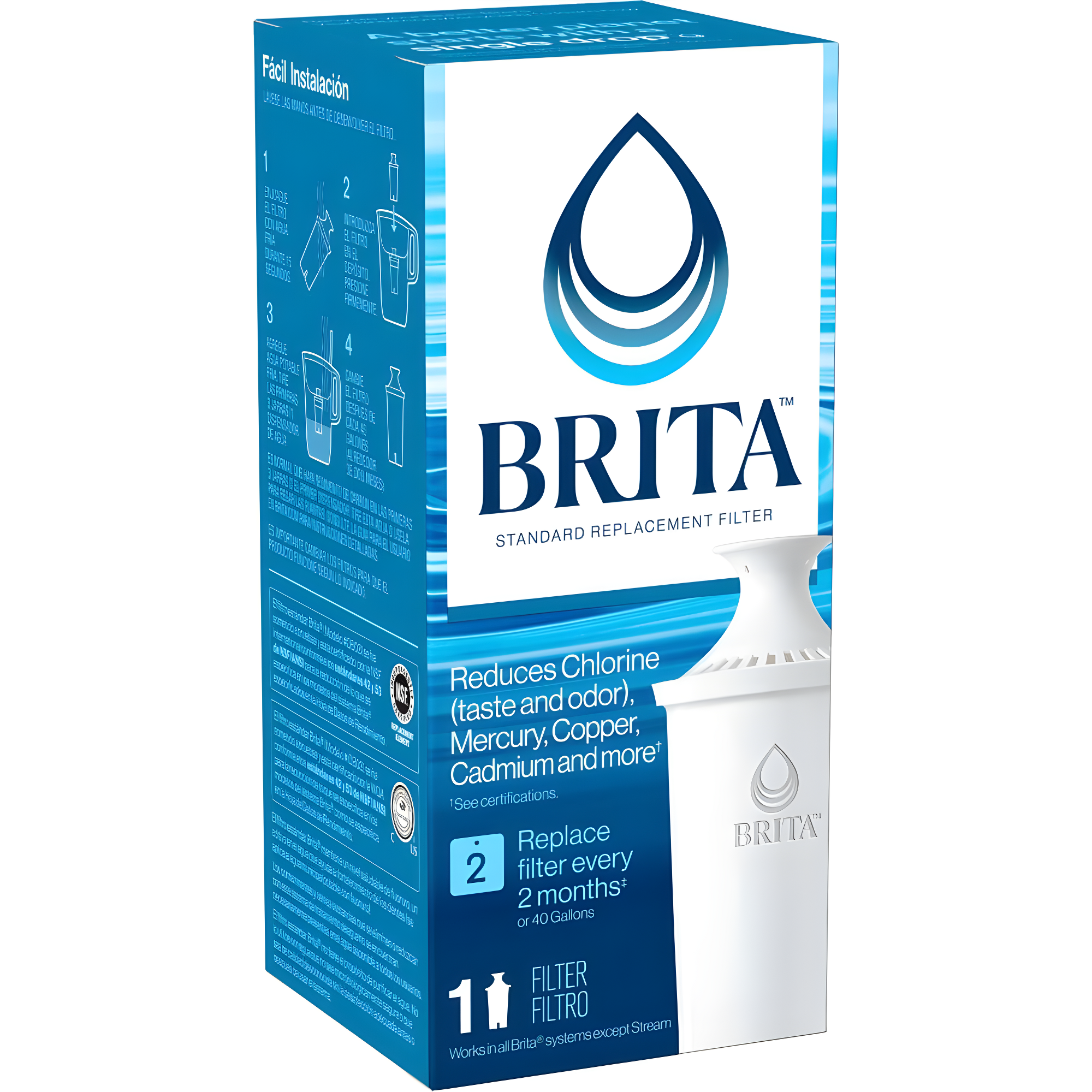 Brita Refillable Product Solutions Advanced Replacement Water Filter for Pitchers: Reduces Odors, Filters Chlorine & Heavy Metals