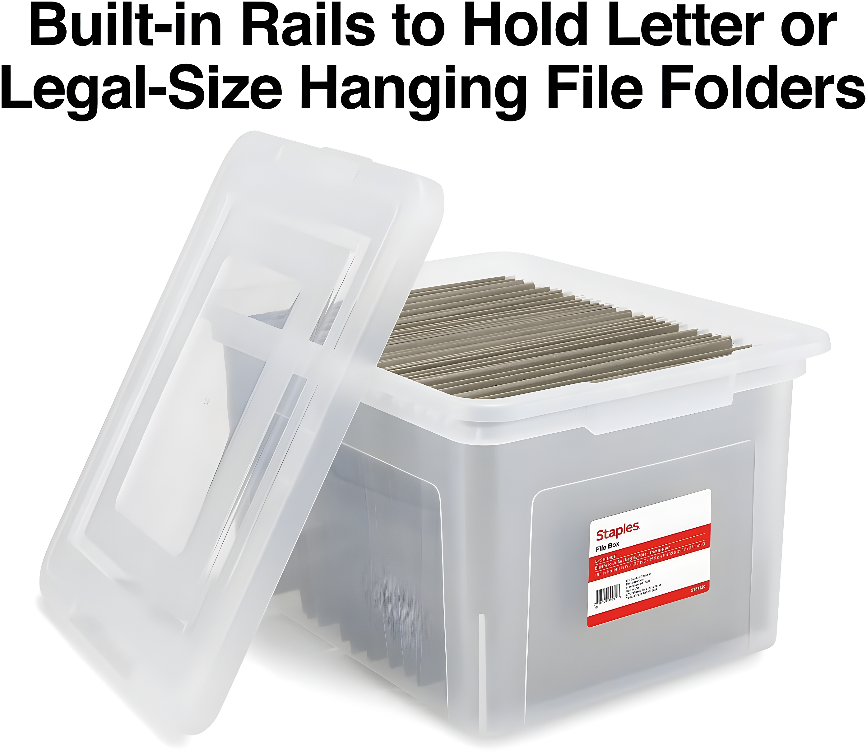 Staples File Box Plastic File Box Snap Letter/Legal Size Clear (140168/140139)