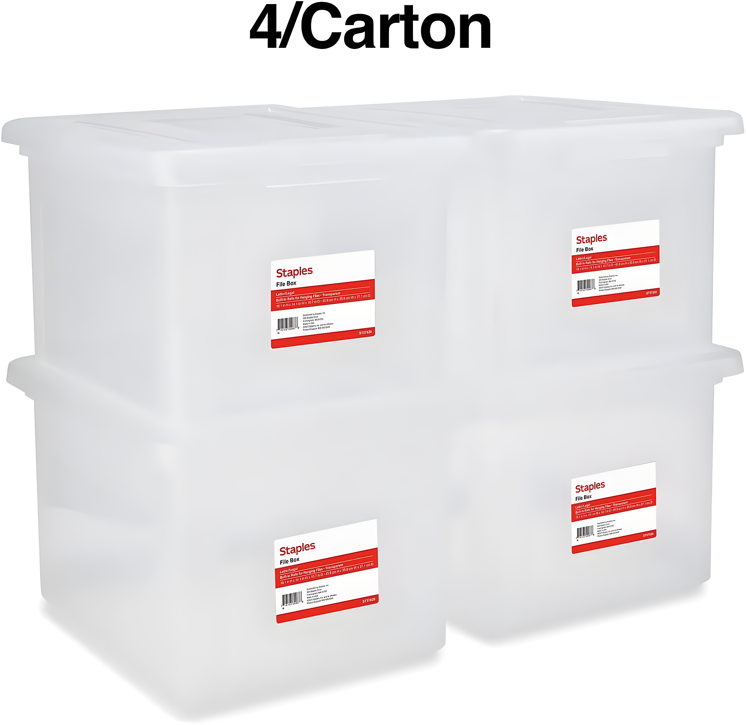 Staples File Box Plastic File Box Snap Letter/Legal Size Clear (140168/140139)