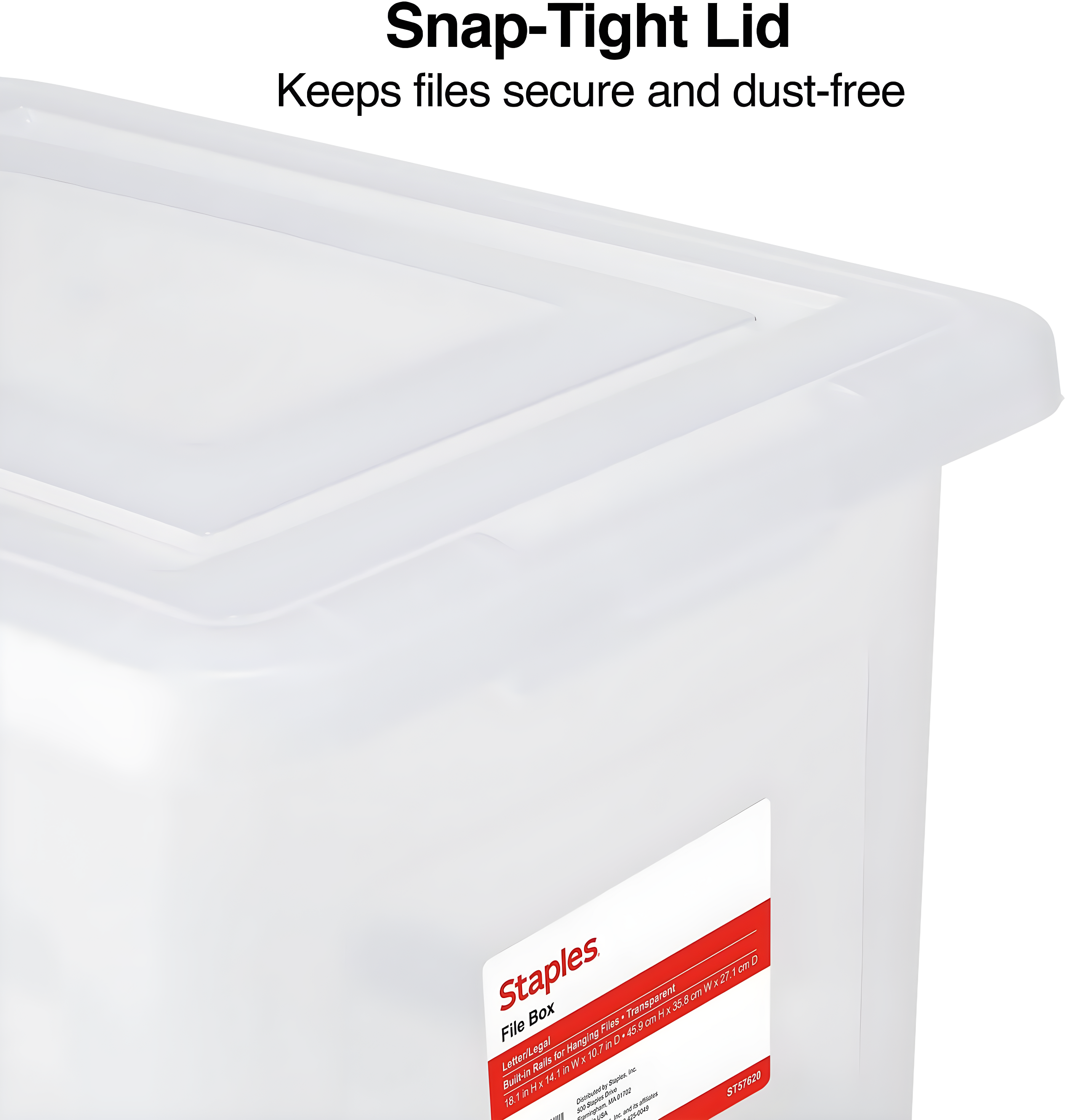 Staples File Box Plastic File Box Snap Letter/Legal Size Clear (140168/140139)