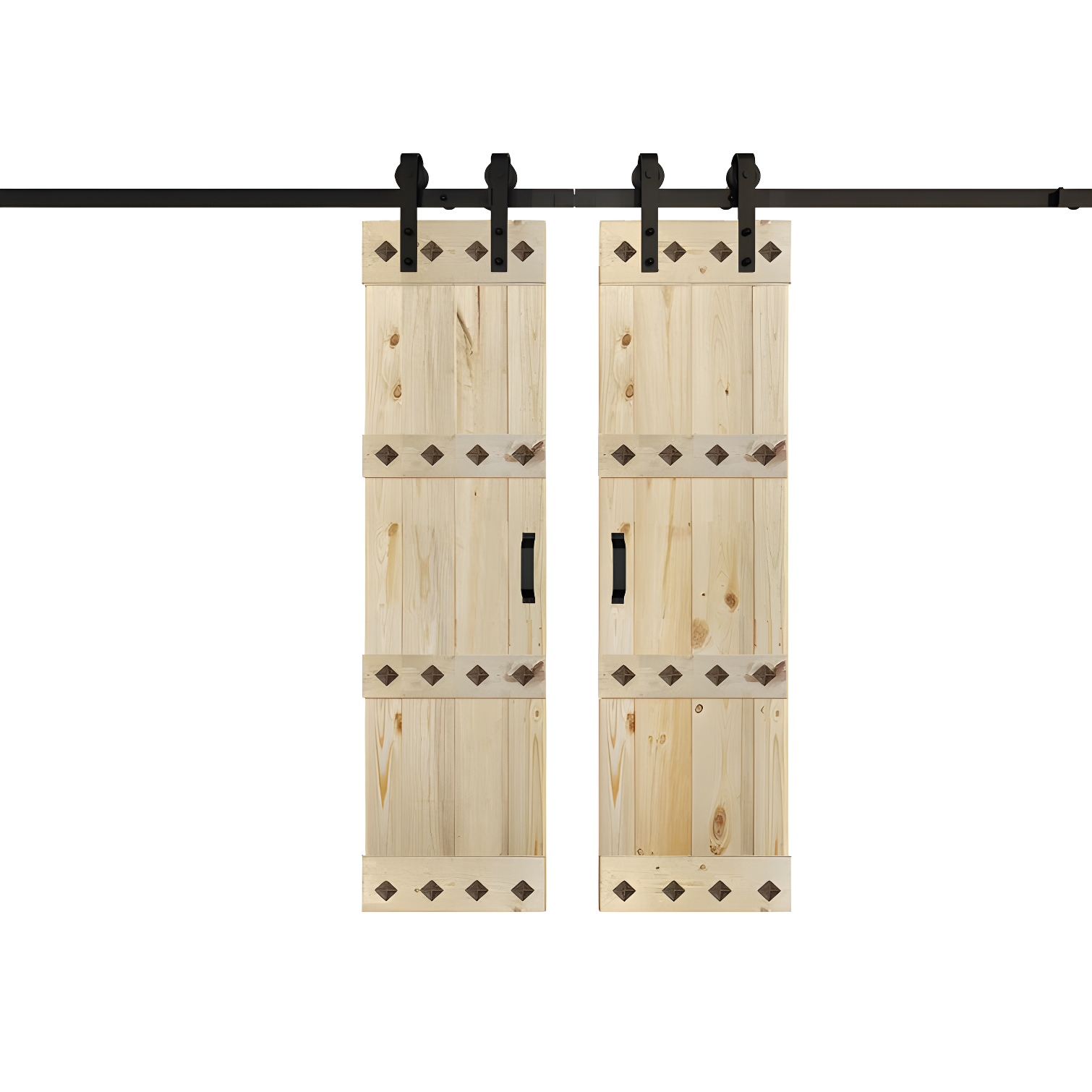 84'' Solid Wood Paneled Low-Gloss with Installation Hardware Kit Barn Door (Set of 2)