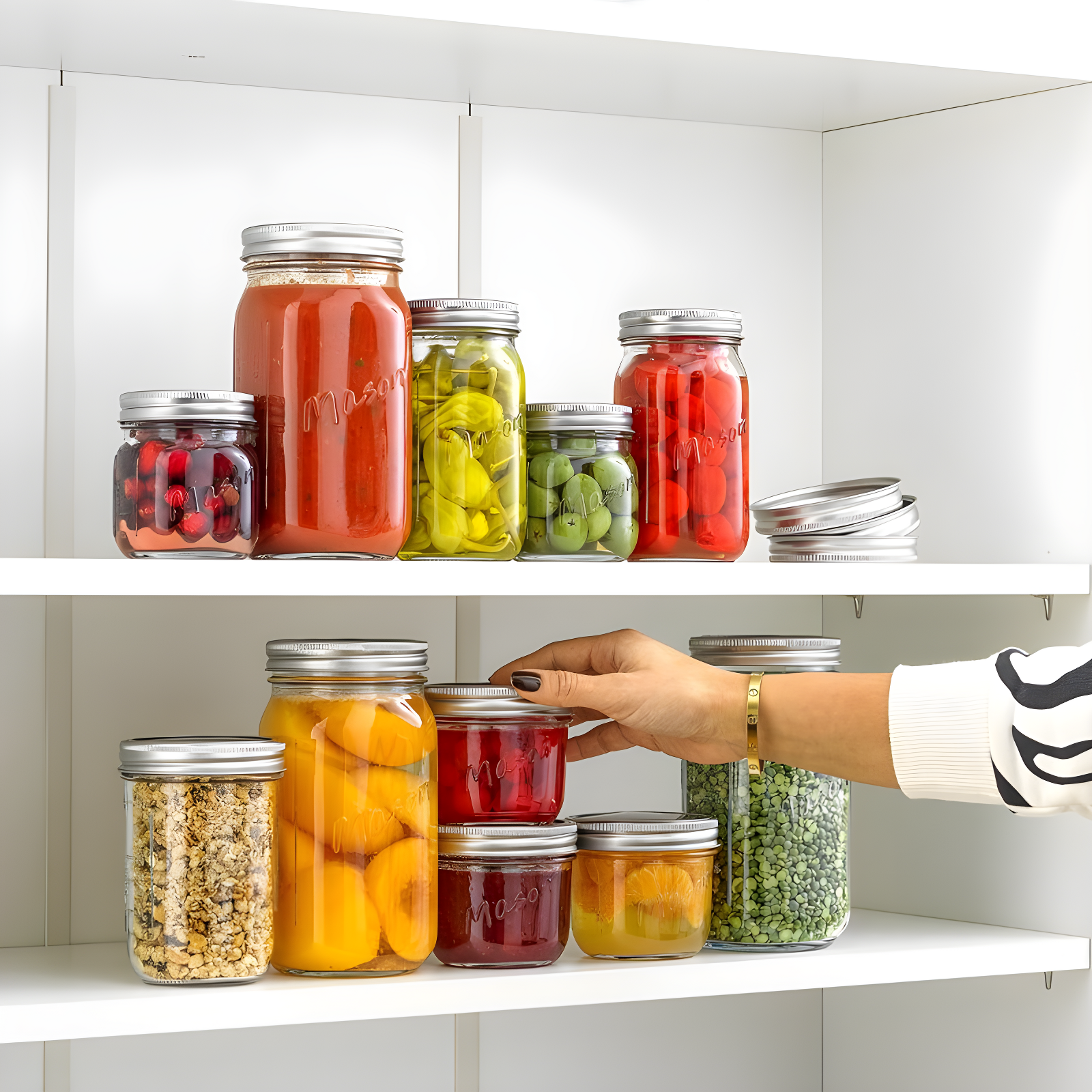 JoyJolt Wide Mason Jars with Airtight Lids, Labels and Measures - 8 oz - Set of 6