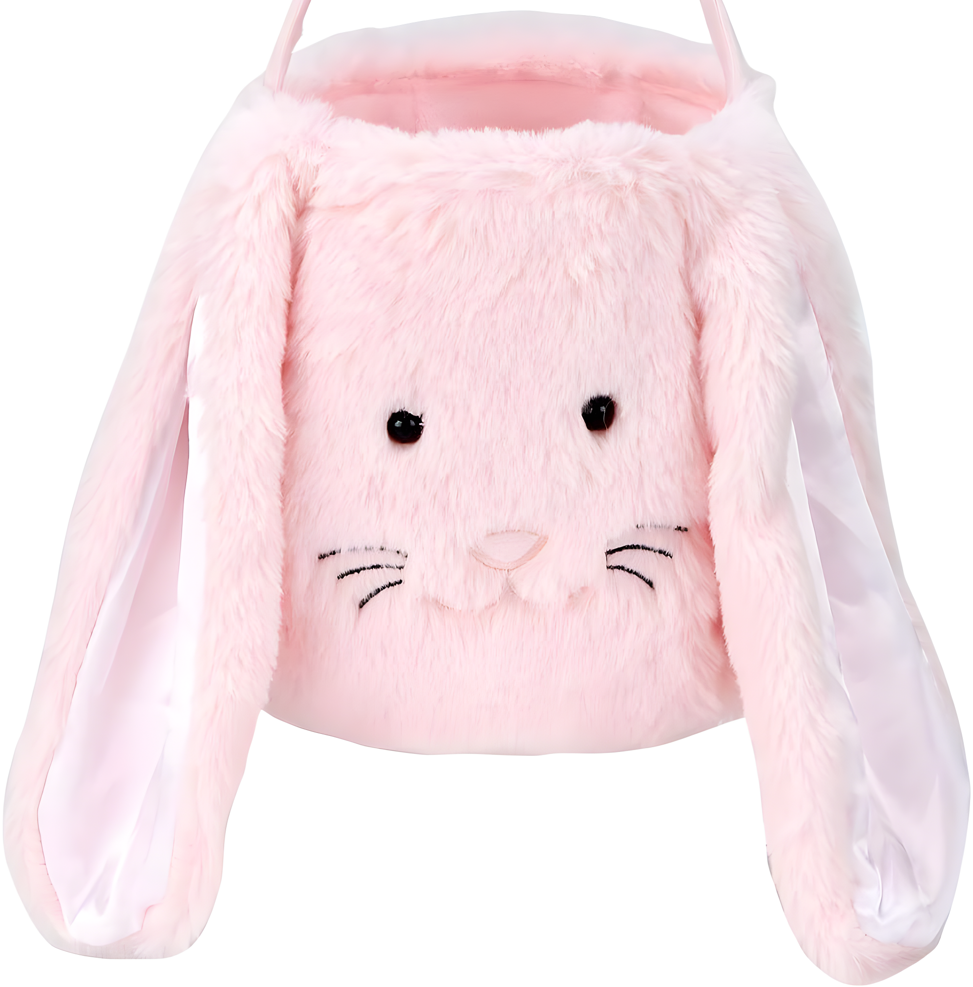 Easter Bunny Tote Bag, Cute Fuzzy Rabbit Ears Soft Plush Candy Handle Bag Eggs Basket Gift Bag for Kids Holiday Decorations