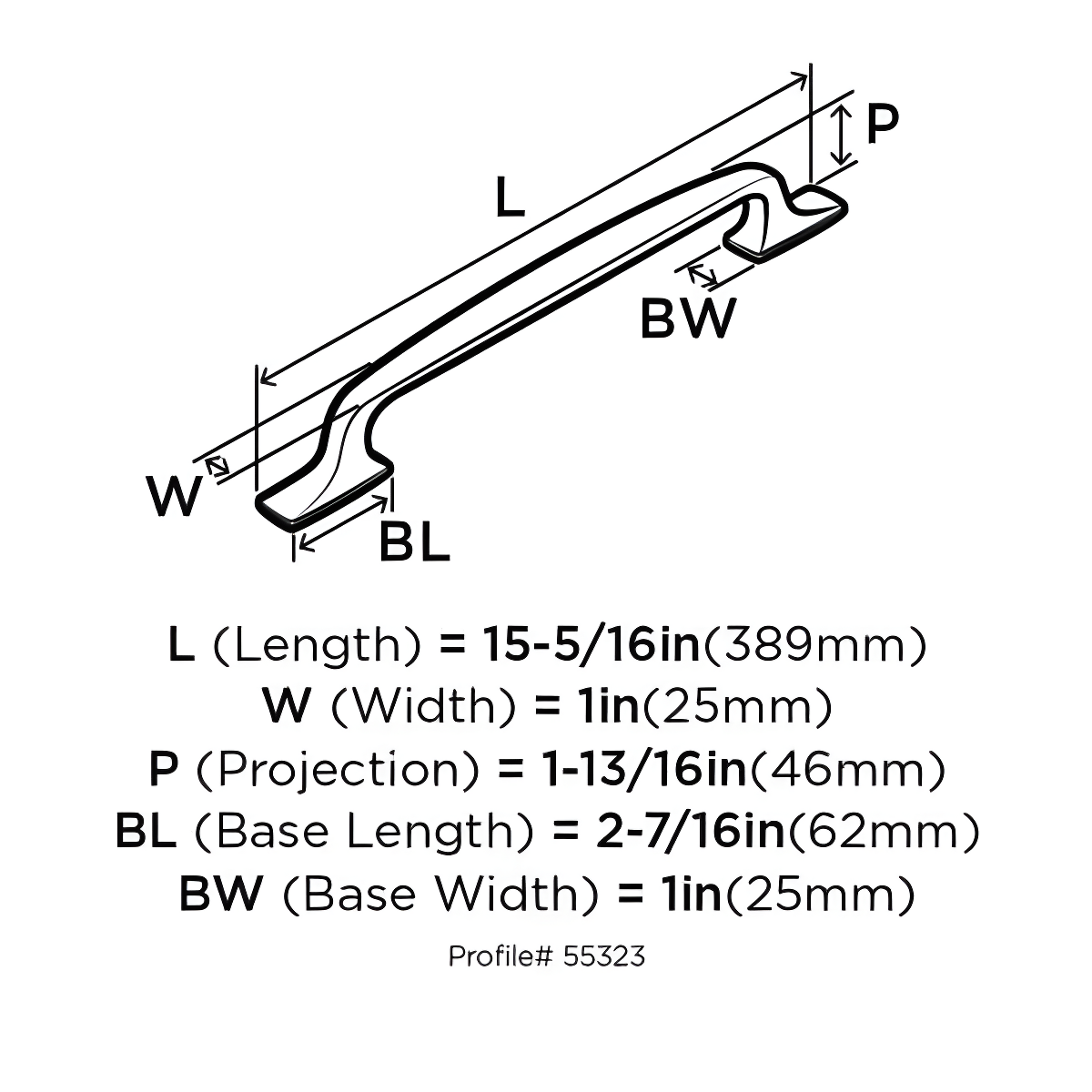 Amerock Highland Ridge 12 inch (305mm) Center-to-Center Satin Nickel Appliance Pull