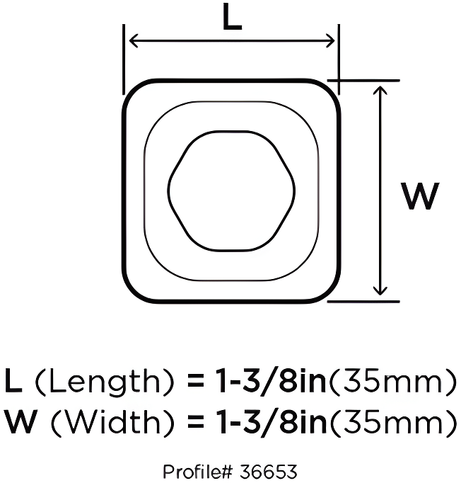 Glacio 1 3/8" Length Square Knob