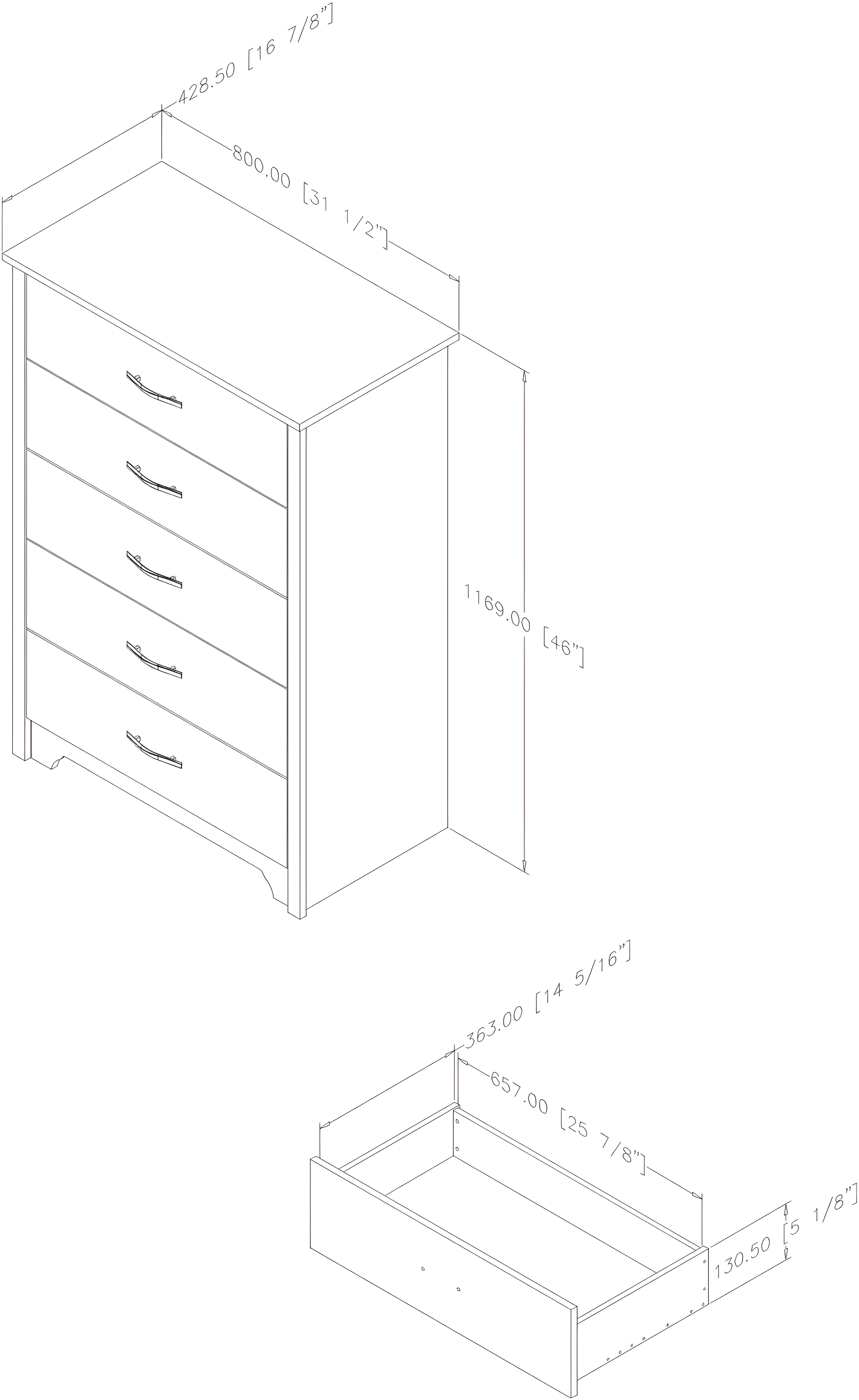Fusion 31'' W 5 - Drawer Dresser