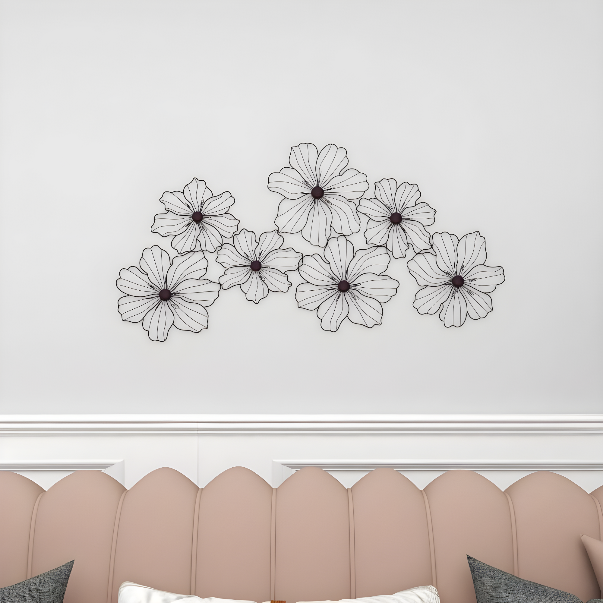 CosmoLiving by Cosmopolitan Black Metal Wire Floral Wall Decor