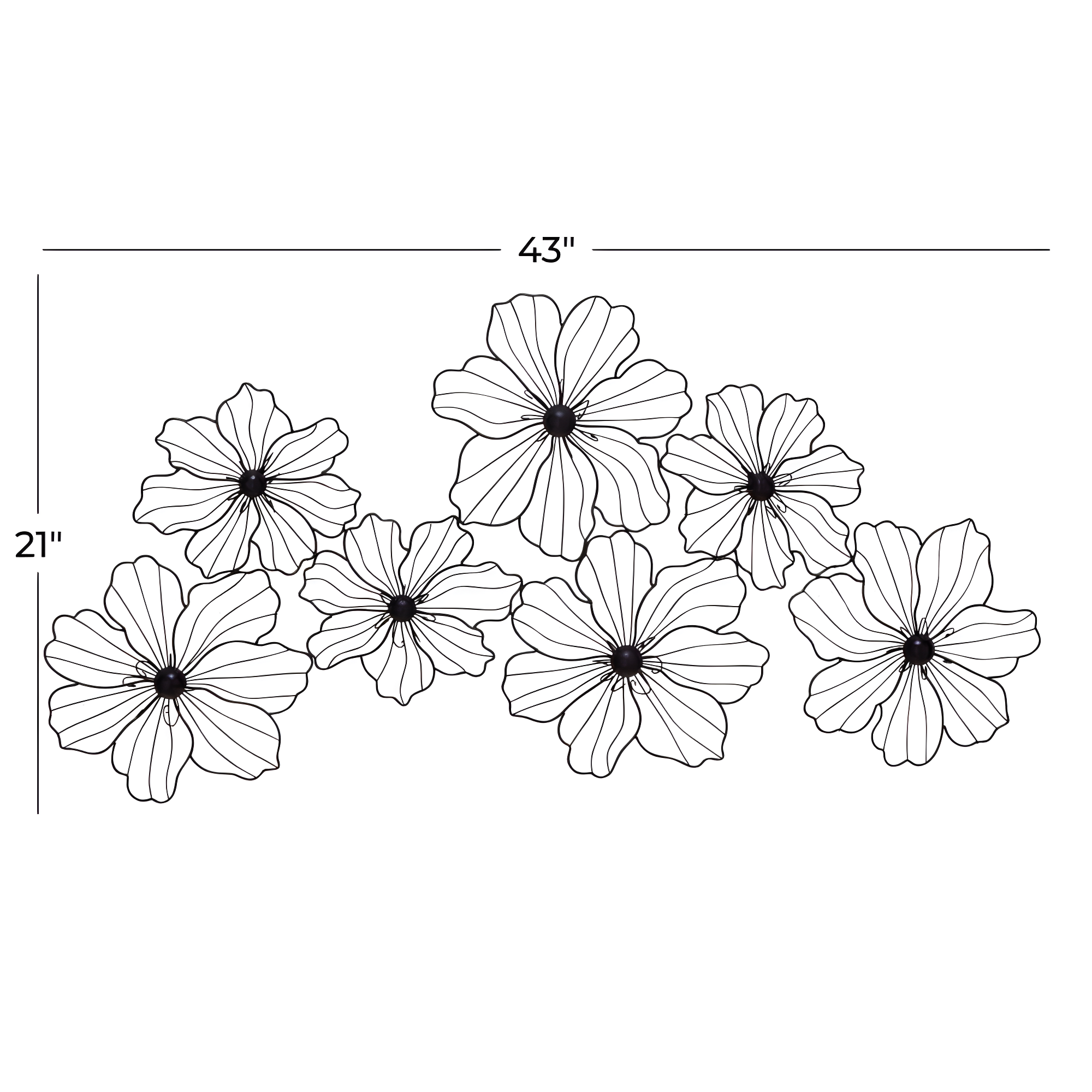 CosmoLiving by Cosmopolitan Black Metal Wire Floral Wall Decor