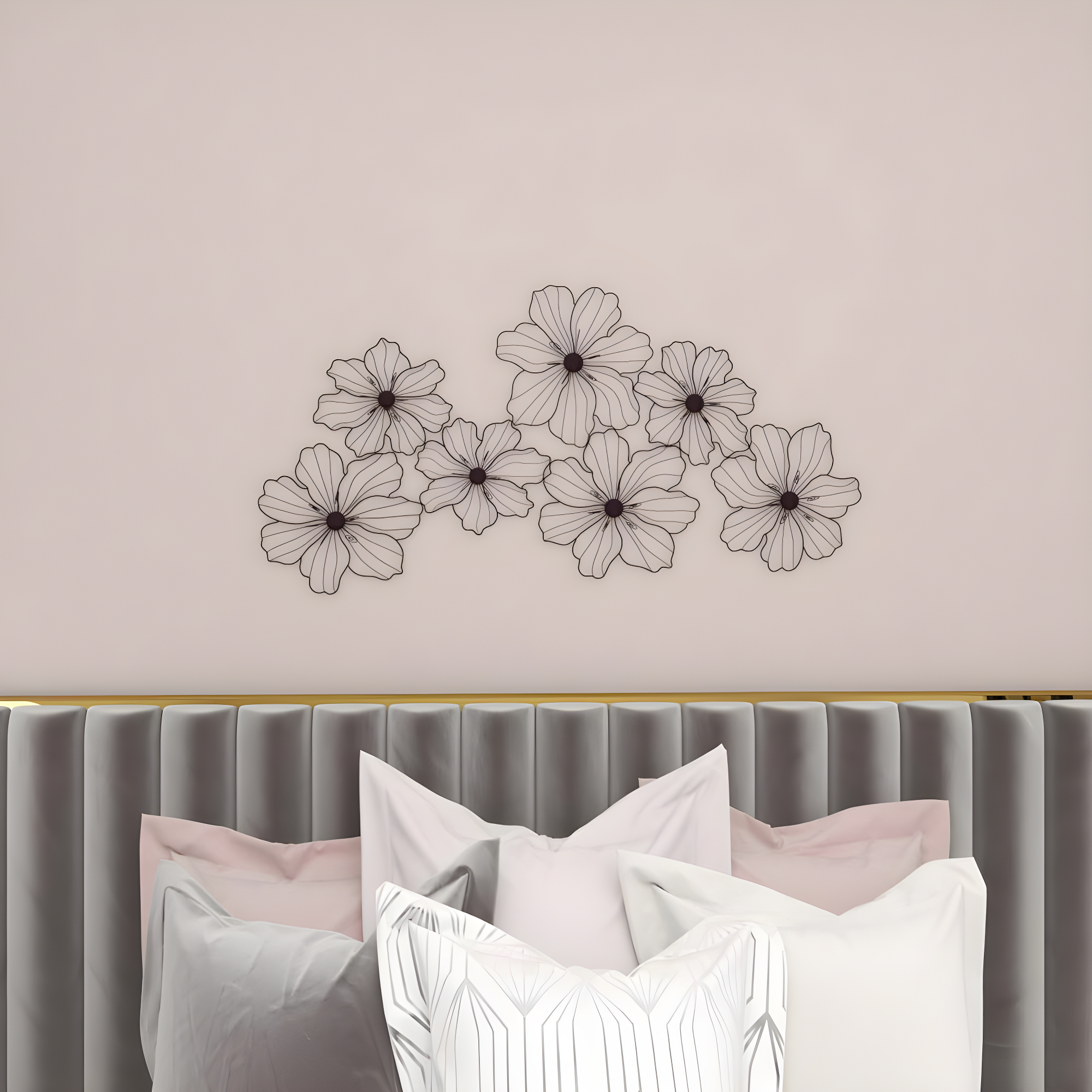 CosmoLiving by Cosmopolitan Black Metal Wire Floral Wall Decor